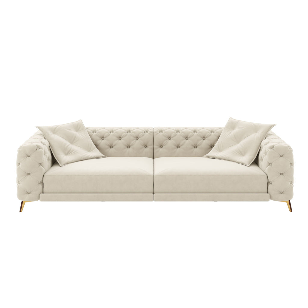 3 In 1 Convertible Sleeper, Deep Seat Pull Out Sofa Bed, Button Tufted