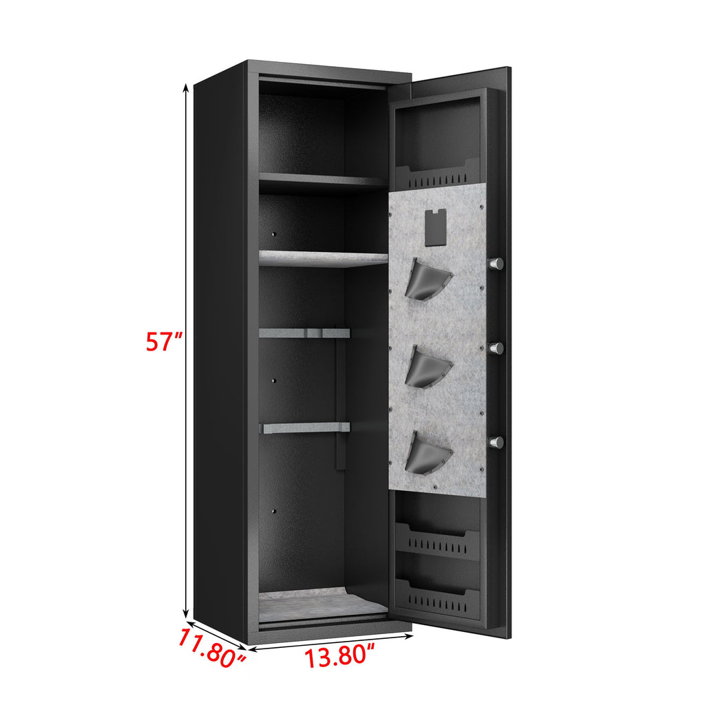 Rifle Safe, Biometric & Keypad Lock, Adjustable Gun Racks With Built In Alarm System