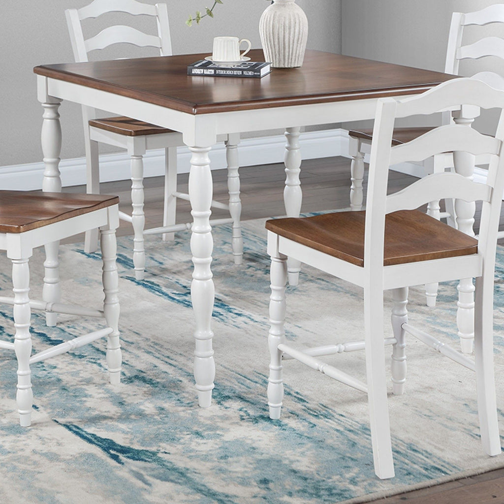 5 Piece Counter Height Dining Set With Table 4 Chairs - Oak / White
