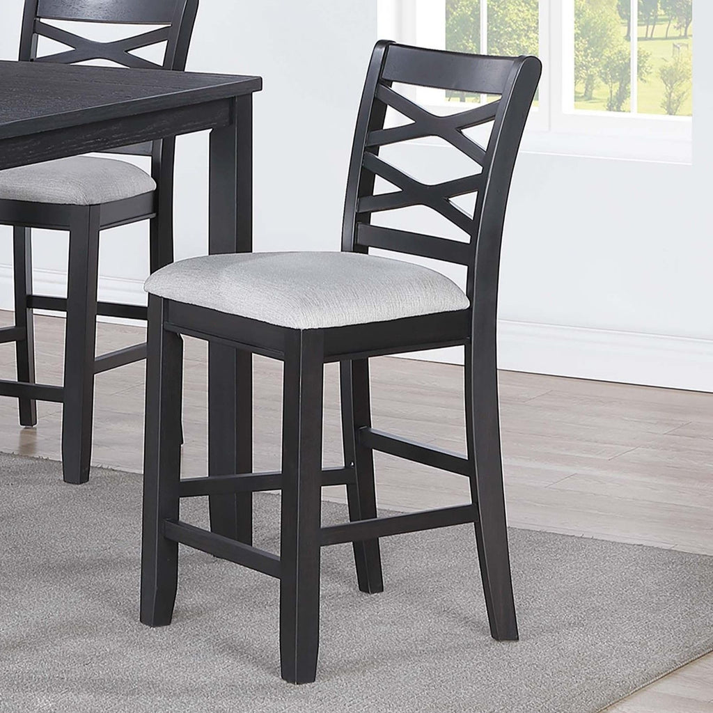 Dining Table Set With 4 Cross Back Chairs, Upholstered Cushions - Charcoal