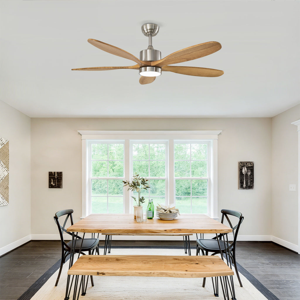 Ceiling Fan With Lights Quiet DC Motor Ceiling Fans 6 Speed Levels - Nickel