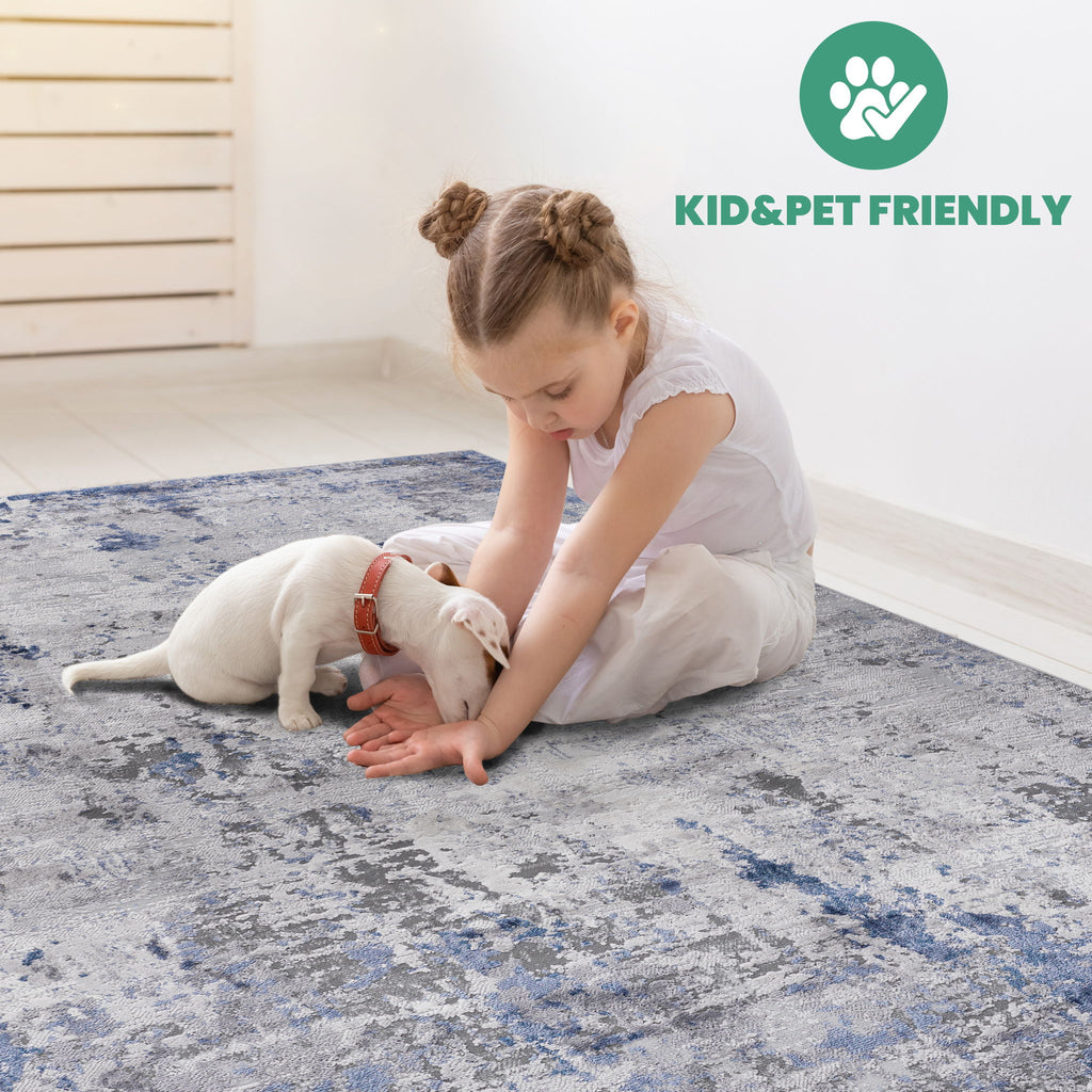 Marfi - 5' X 7' Abstract Area Rug - Silver