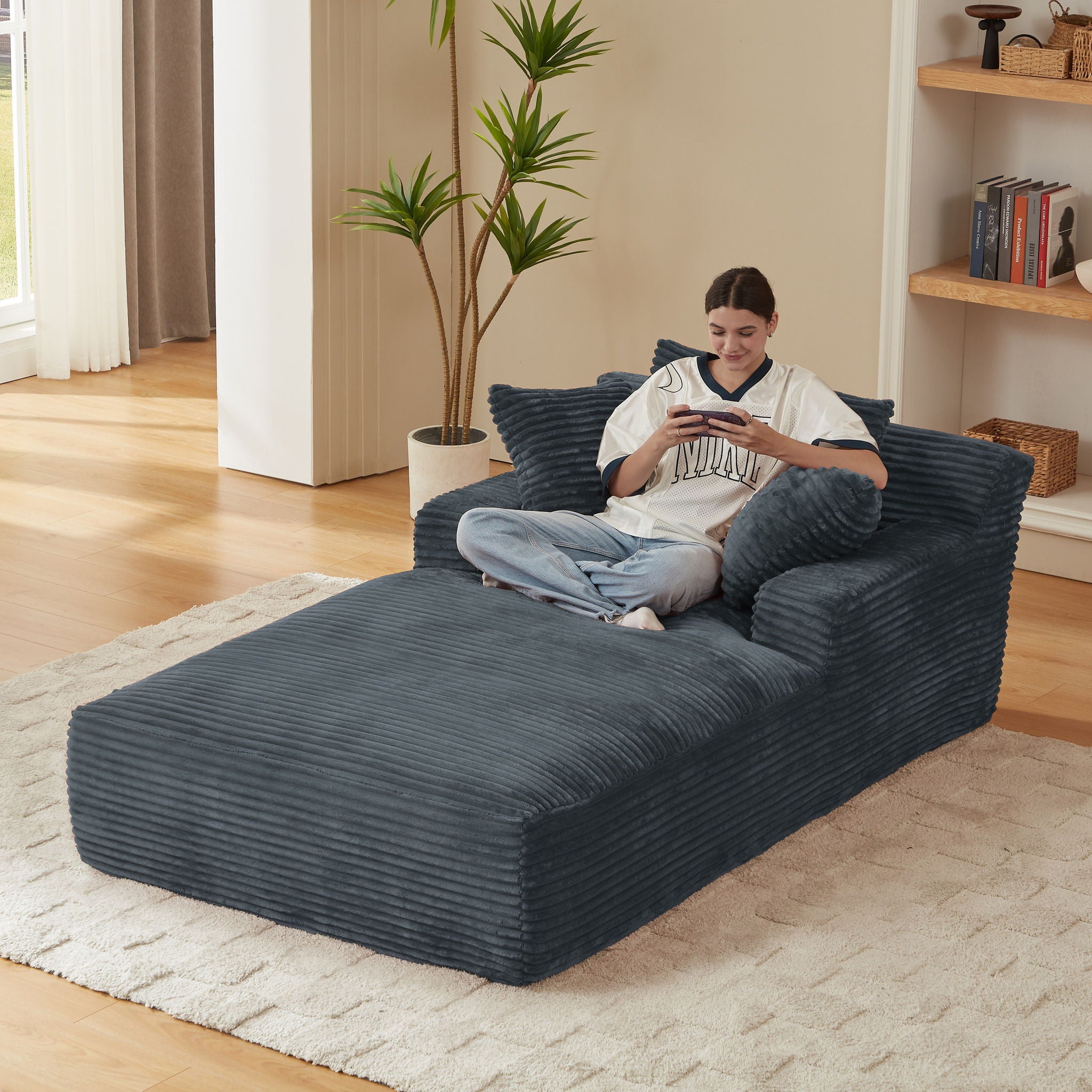 Oversized Chaise Lounge Chair Indoor For Living Room - Dark Gray