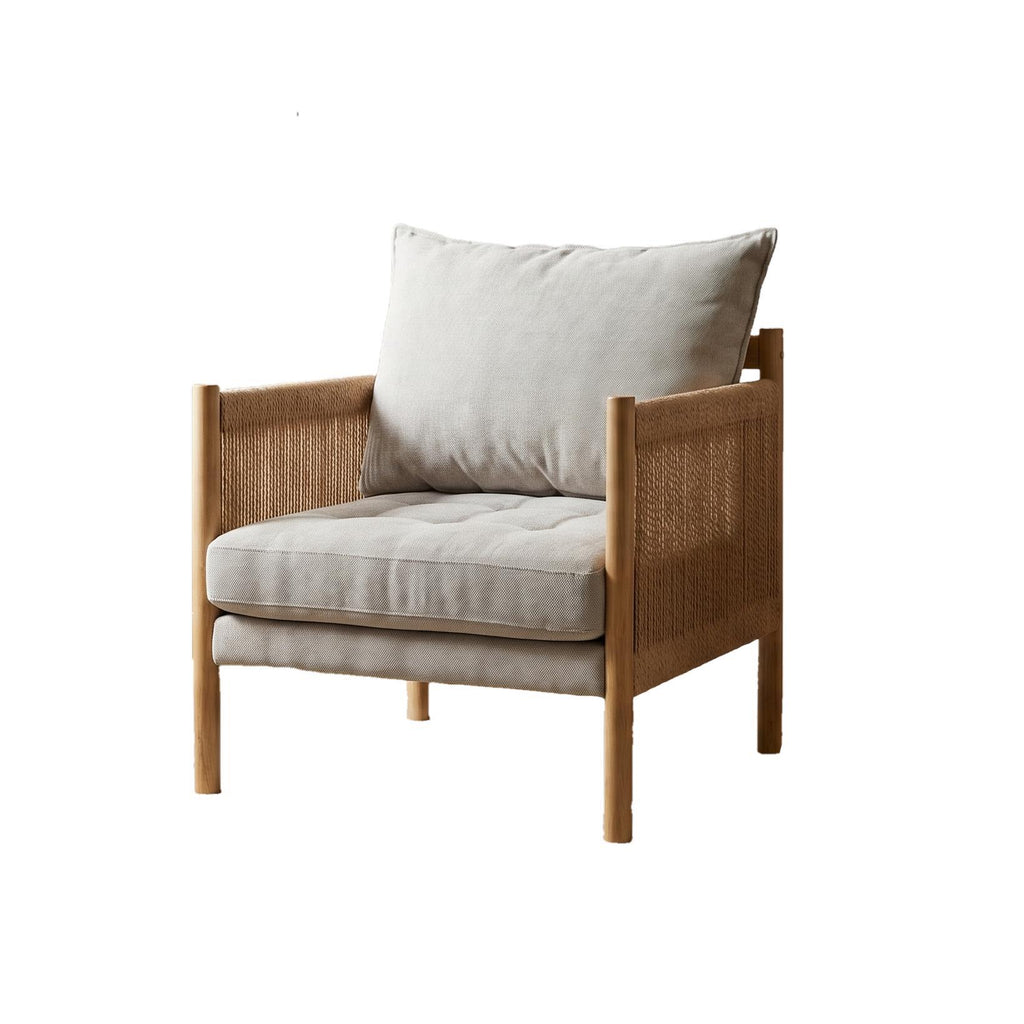 Accent Armchair With Removable Cushions For Living Room - Matte Black / Natural / Sand