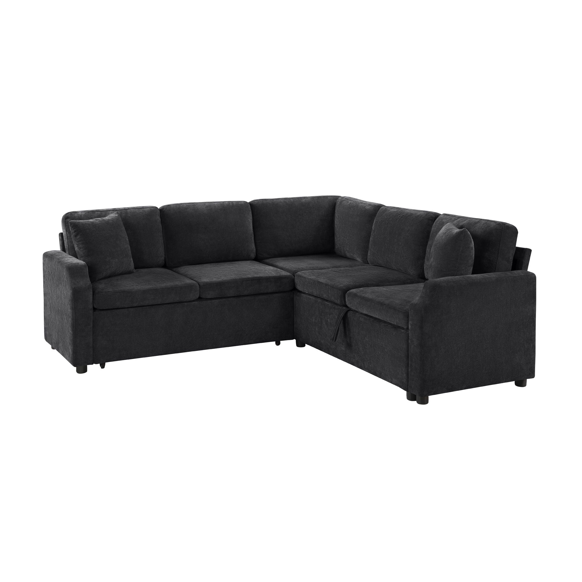 Modern L Shaped Sectional Sofa Bed With Hidden Storage Upholstery