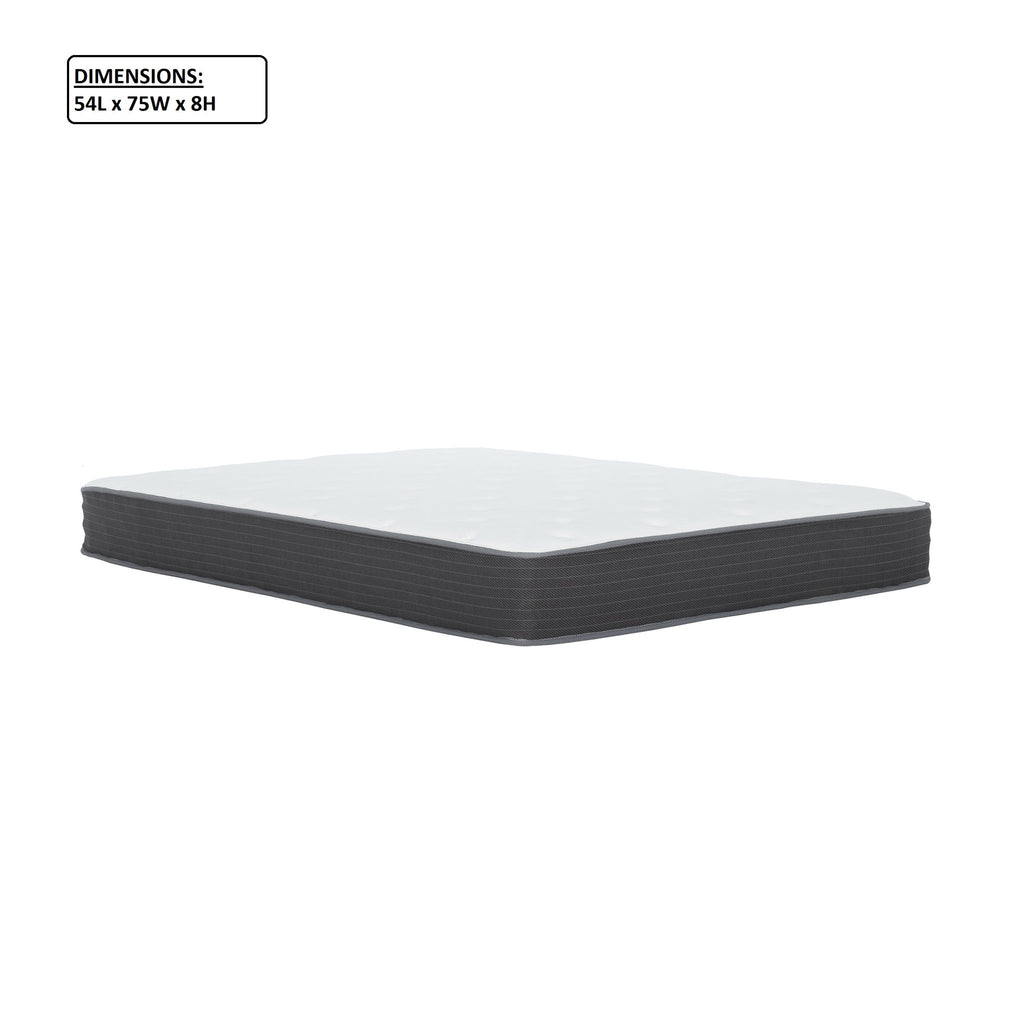 8" Pocket Spring Hybrid Bed In A Box Mattress, Soft Gel Memory Foam - Gray / White - Full