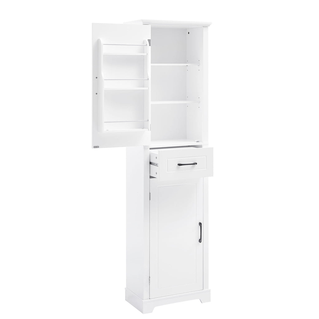Tall Freestanding Bathroom Storage Cabinet With 2 Doors And Adjustable Shelves
