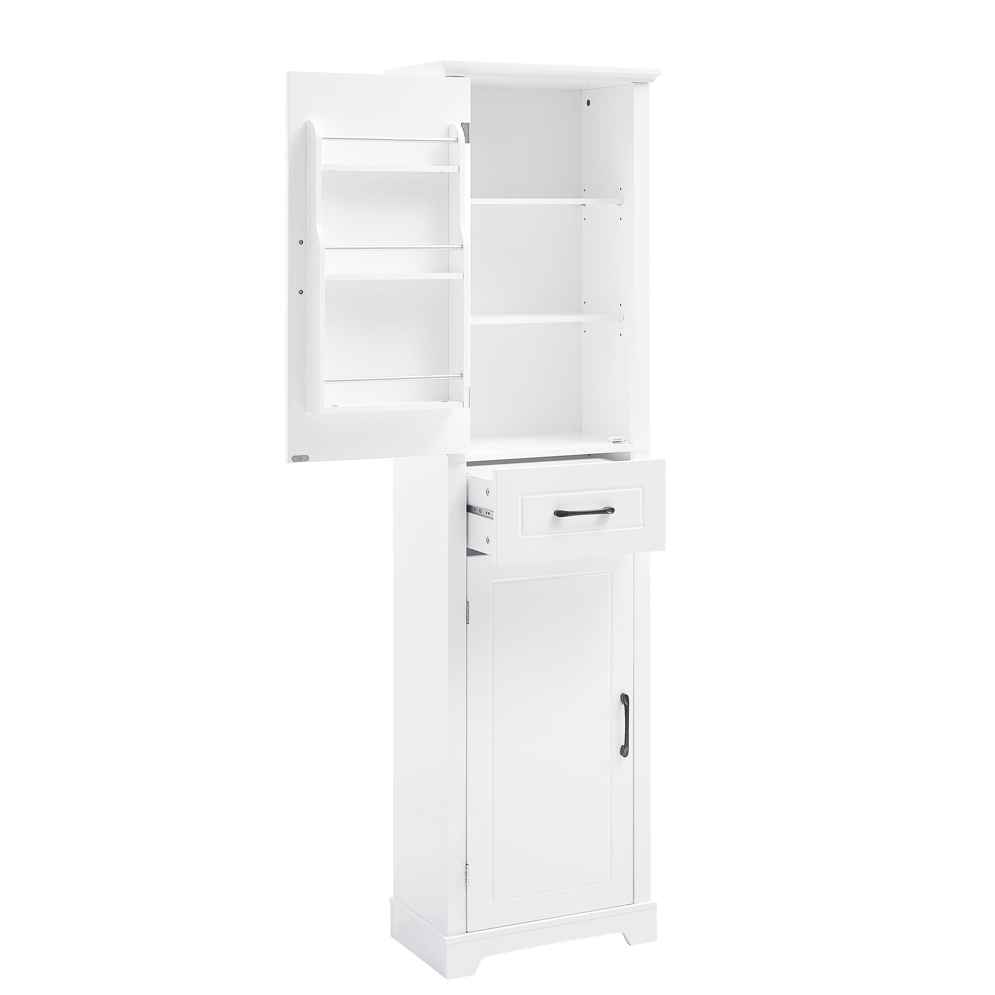 Tall Freestanding Bathroom Storage Cabinet With 2 Doors And Adjustable Shelves