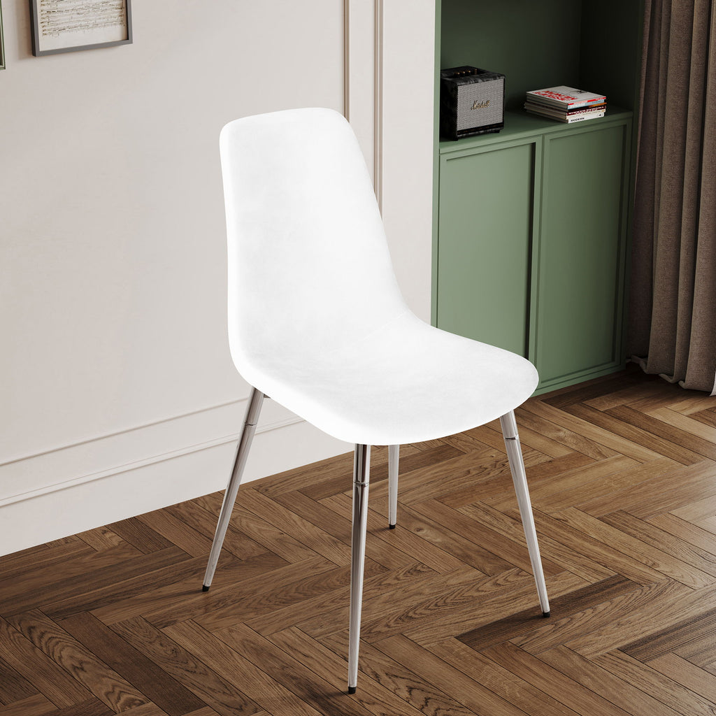 Dining Chairs, Upholstered Armless Accent Chairs, Classical Appearance And Metal Legs (Set of 4)