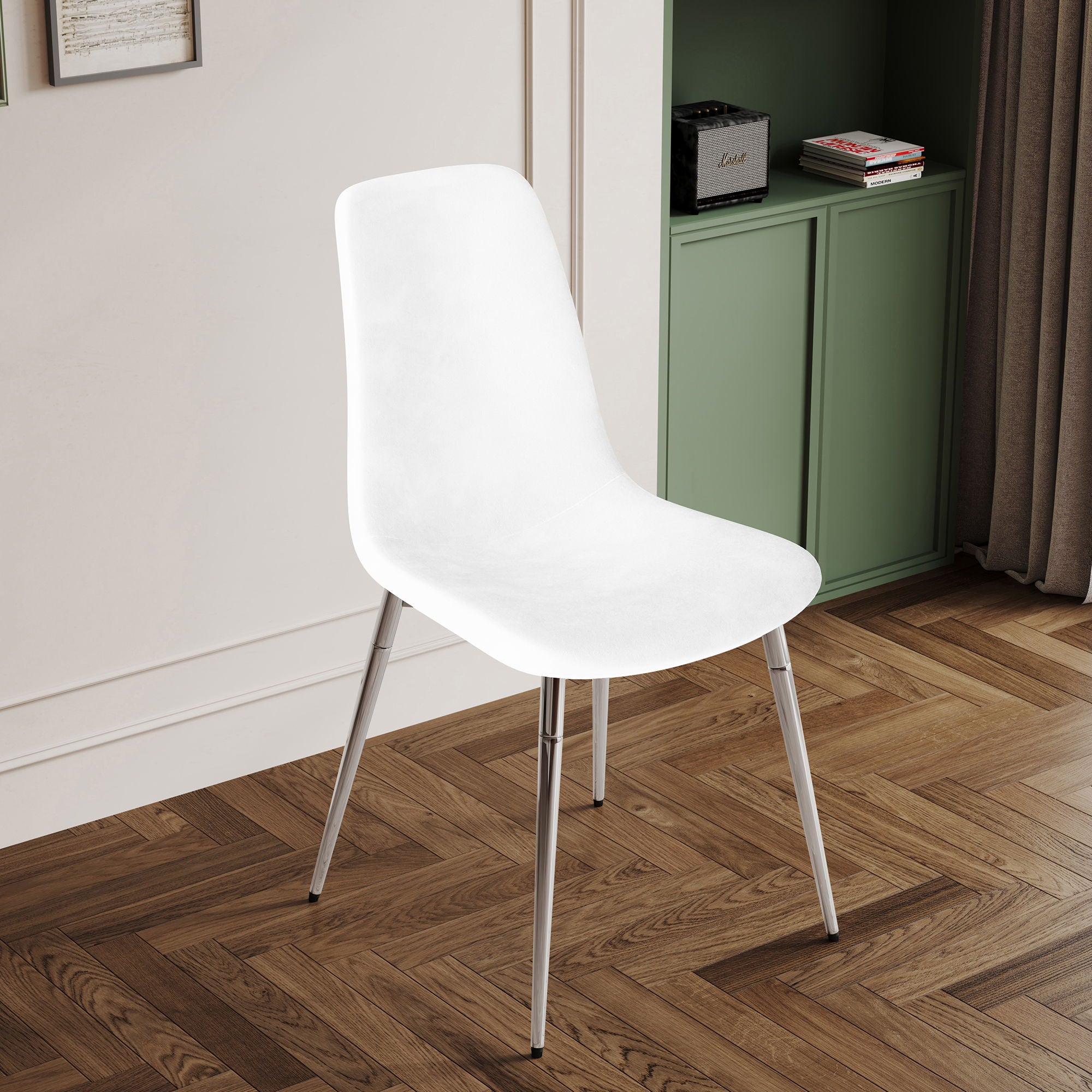 Dining Chairs, Upholstered Armless Accent Chairs, Classical Appearance And Metal Legs (Set of 4)