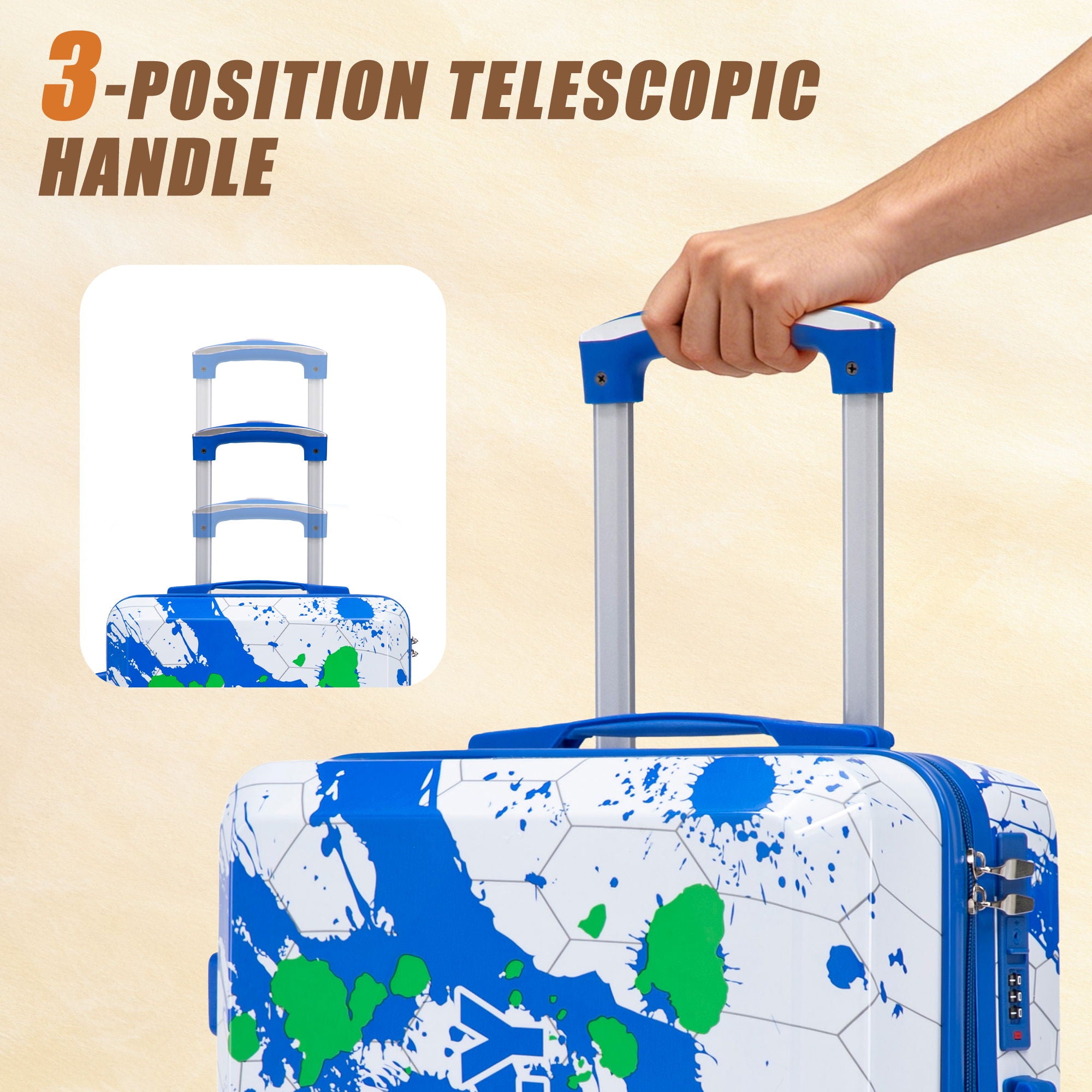 Luggage With Combination Lock, Lightweight Carry-On Suitcase