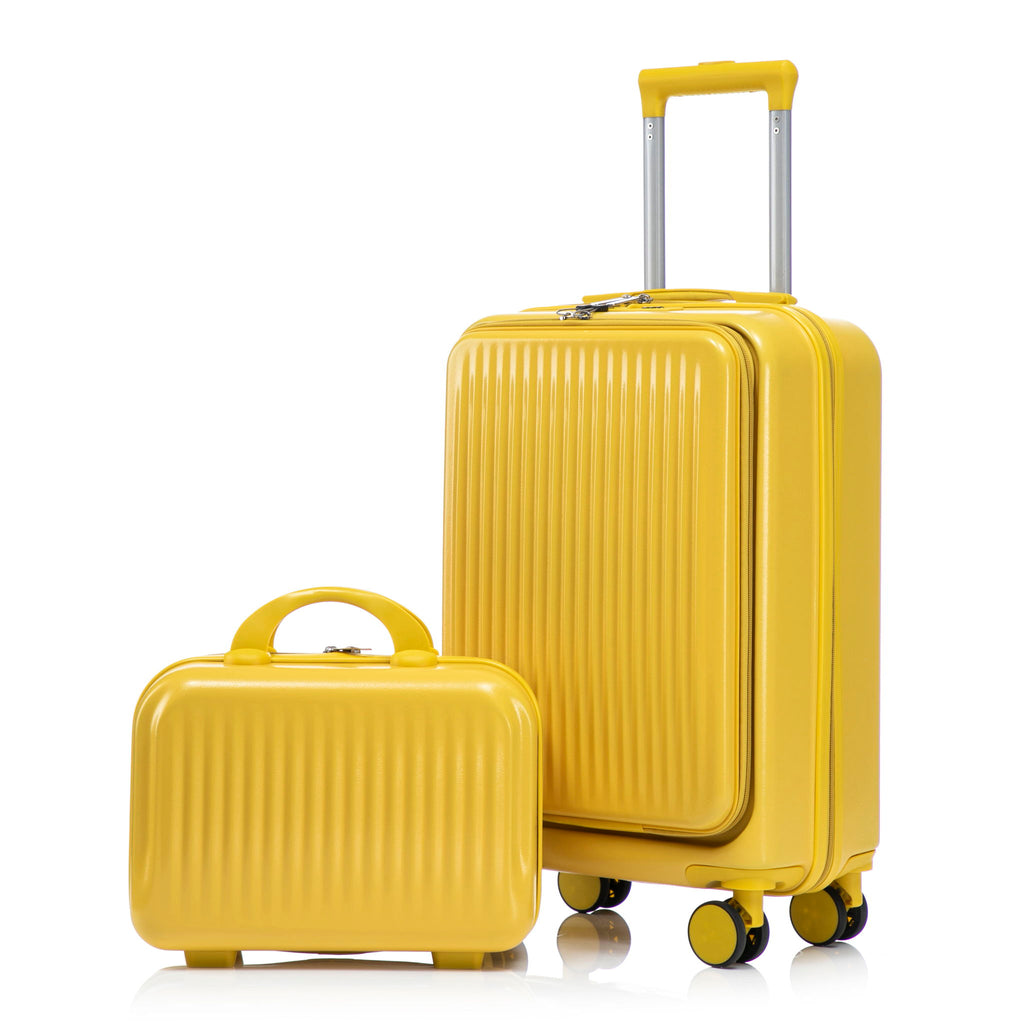 Luggage Set With Cosmetic Case, Combination Lock, Front Opening Design