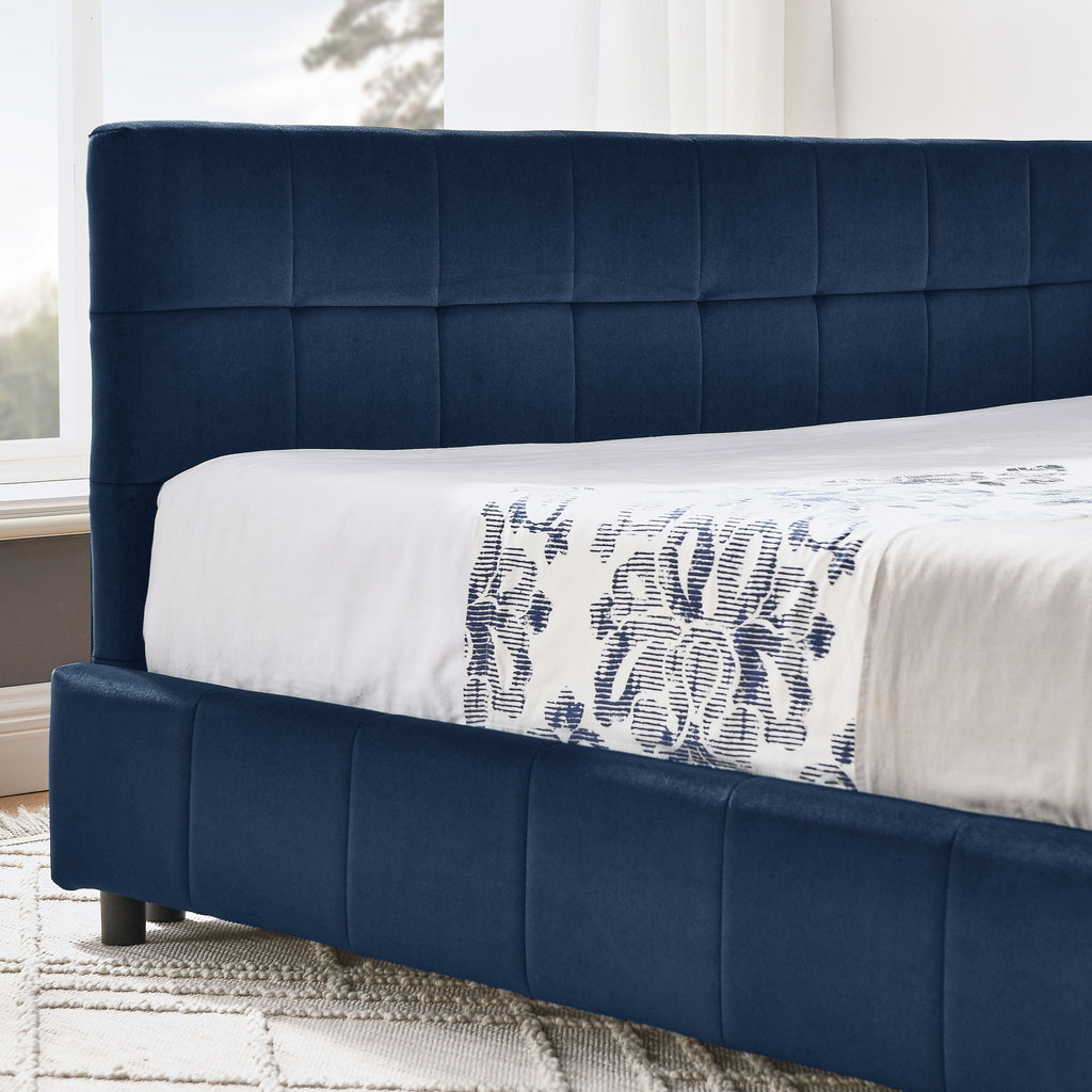 Elegant Design Storage Upholstered Tufted Bed Frame With Backrest And Armrests