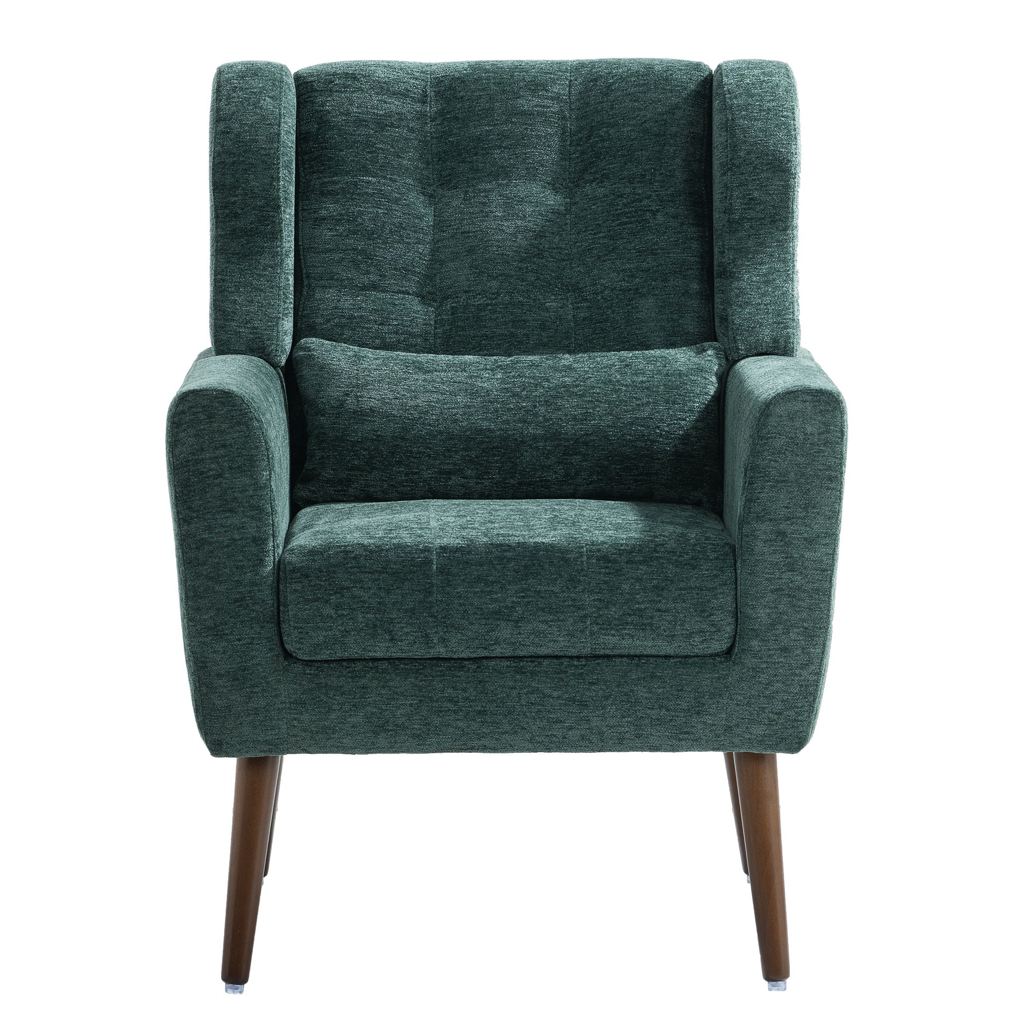 Modern Accent Chair, Arm Chairs For Living Room, Upholstered Mordern Armchair, Comfy Soft Padded Lounge Chair In Small Space, Bedroom, With Pillow, Solid Wood Leg