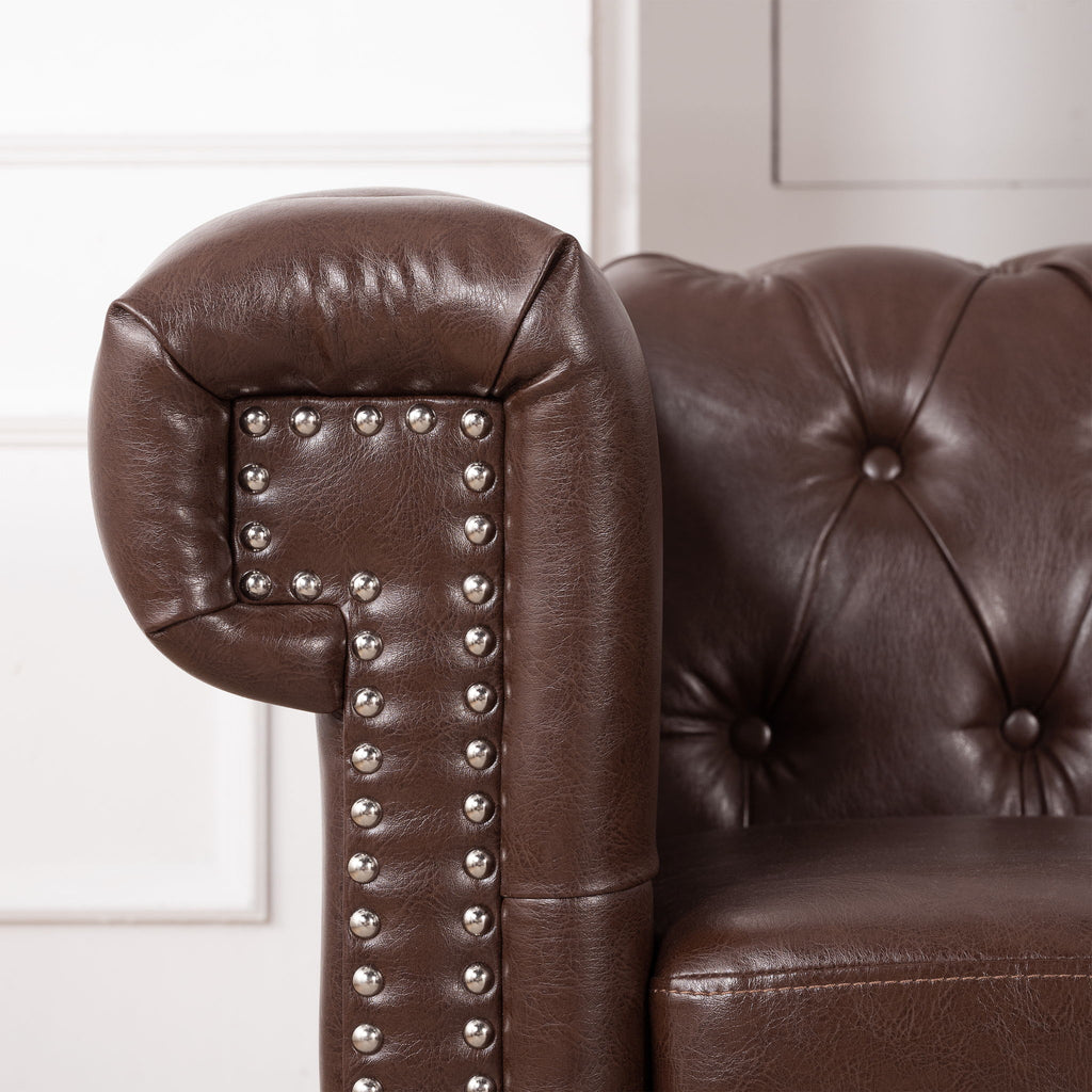 L Shaped Reversible Modern Chesterfield Sofa With Rolled Arms And Nailhead, 5 Seat Tufted Couch