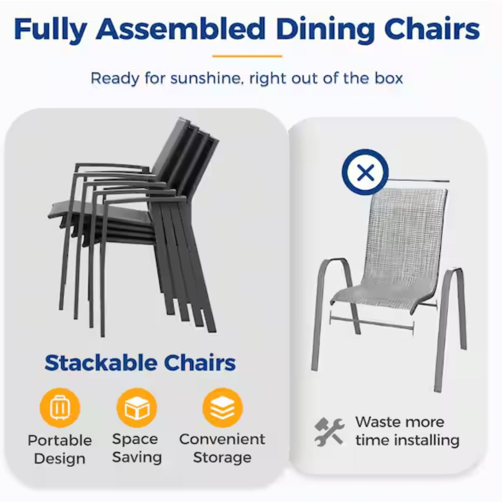 Patio Stackable Dining Chairs (Set of 4)