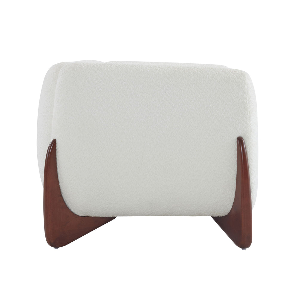 Contemporary Boucle Sherpa Sofa With Birch Wood Legs