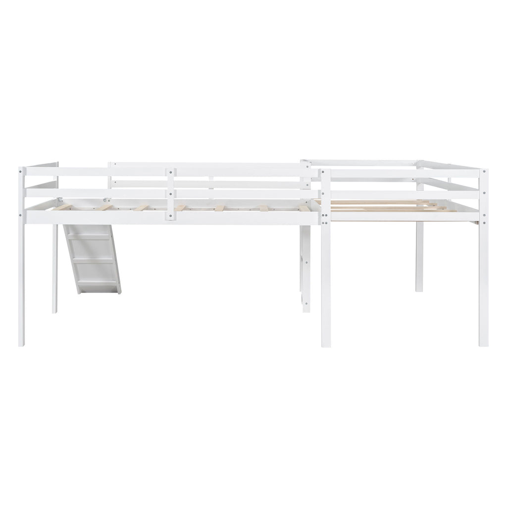 L Shaped Loft Bed With Ladder And Slide