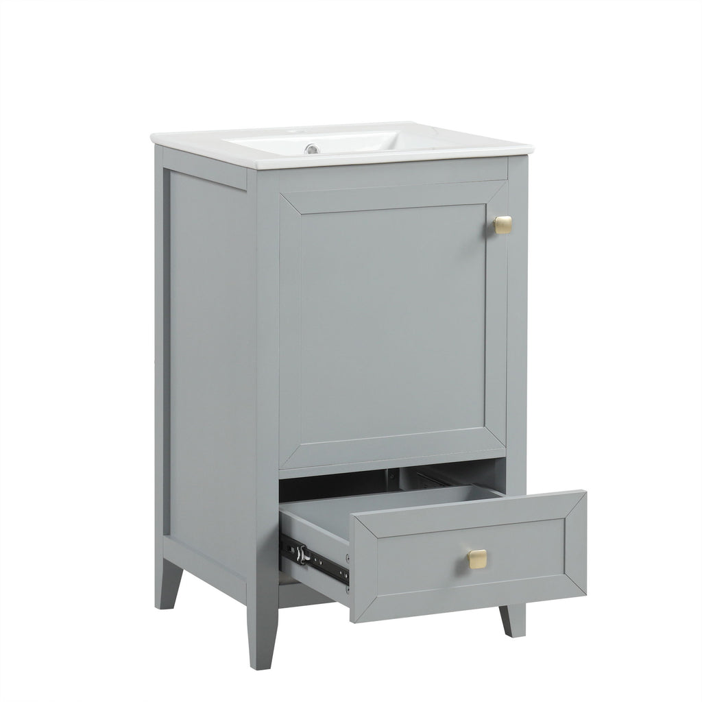 Bathroom Vanity With Sink, Soft Closing Cabinet Door, Storage Rack And Drawer