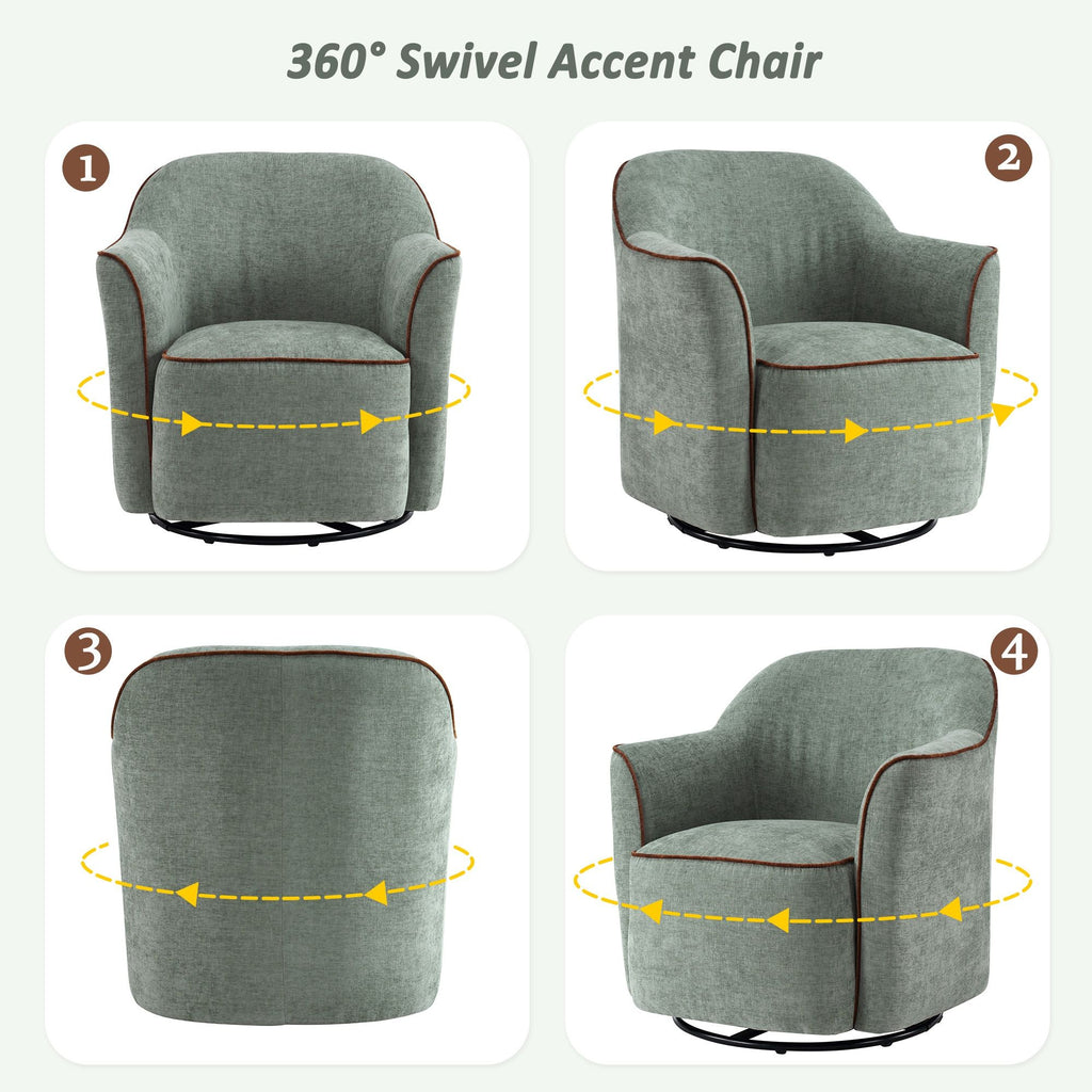 360° Swivel Accent Chair With Flared Arms