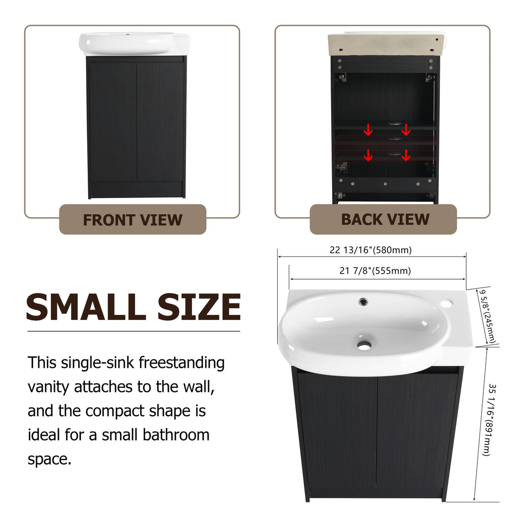 Freestanding Bathroom Vanity With Sink And Storage Rack, Soft Close Doors Base With Basin