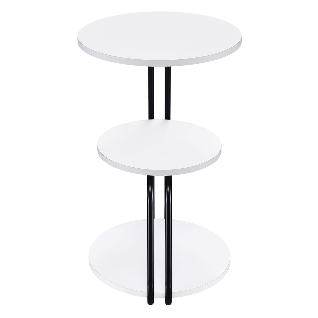 Dixon - 3 Tier Round Accent Side Table With Slim Legs - White / Black