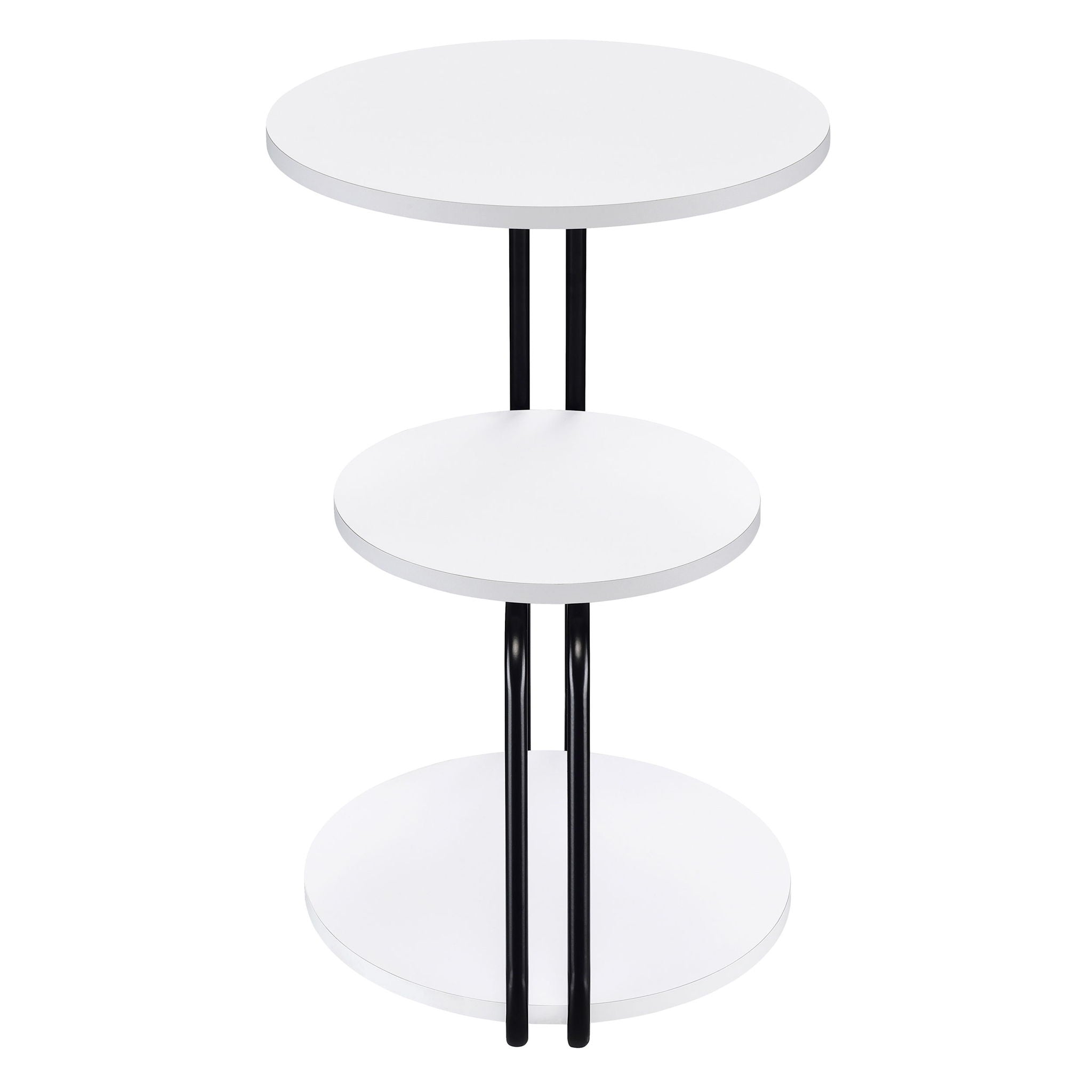 Dixon - 3 Tier Round Accent Side Table With Slim Legs - White / Black