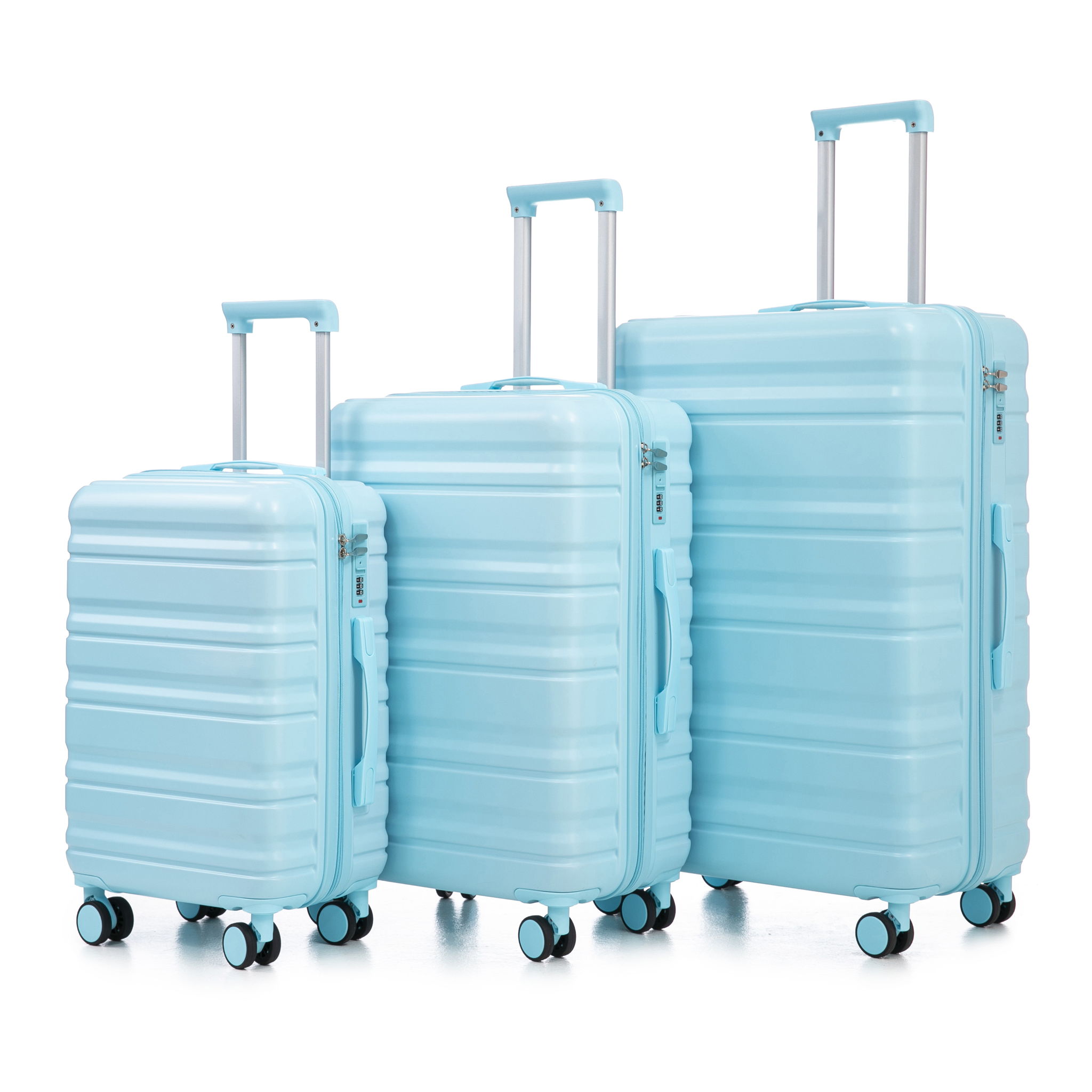 Tourist 3 Piece Luggage Set, Combination Lock, Durable Hard Shell With 360° Silent Wheels