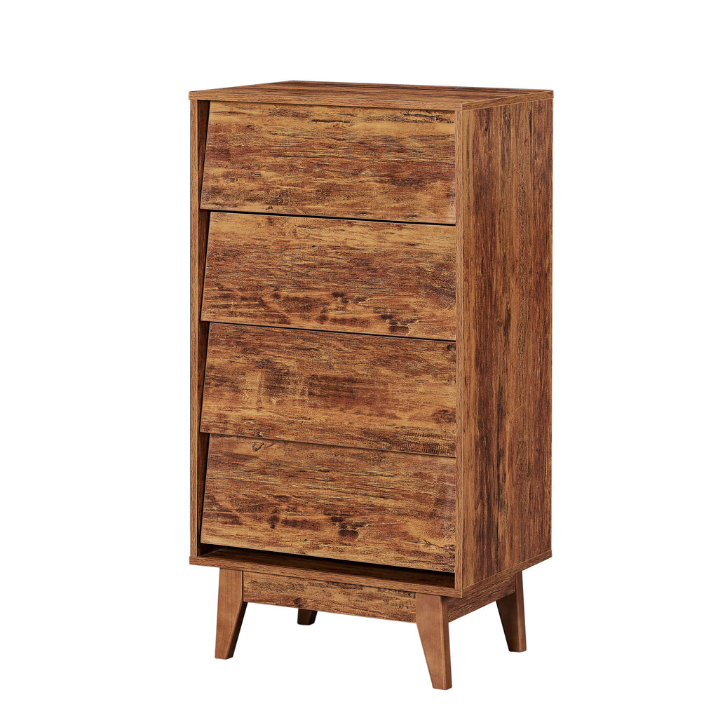 Vintage Style 4 Drawer Double Dresser With Bevel Design - Brown