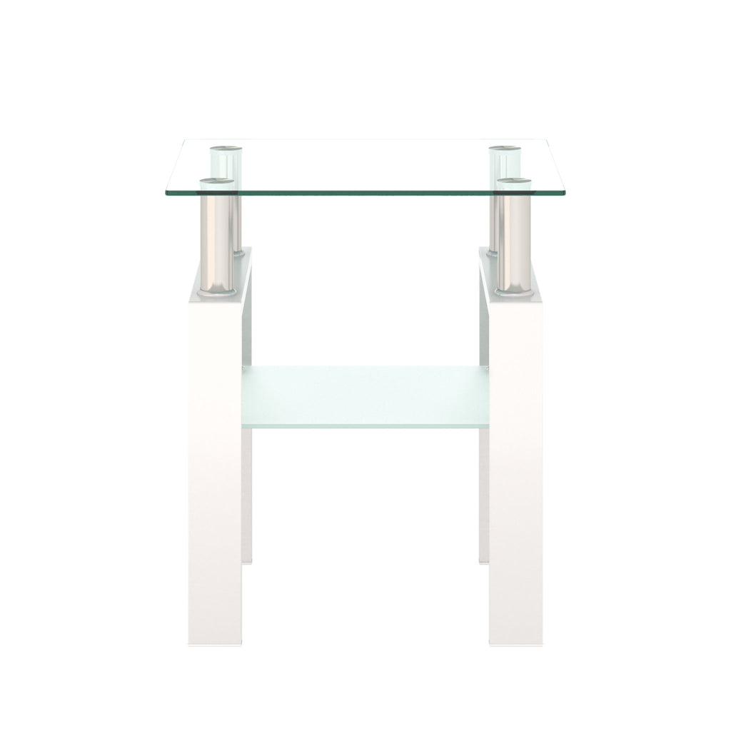 Modern Tempered Glass Tea Table, End Square Table For Living Room