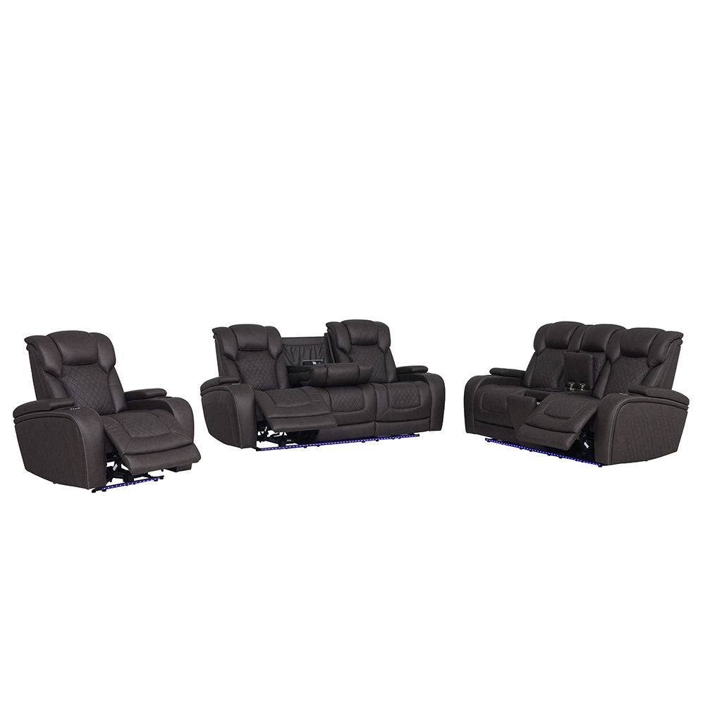Wendell - Power Motion Loveseat With Console, Wireless Charger, Storage, USB & LED - Dark Gray