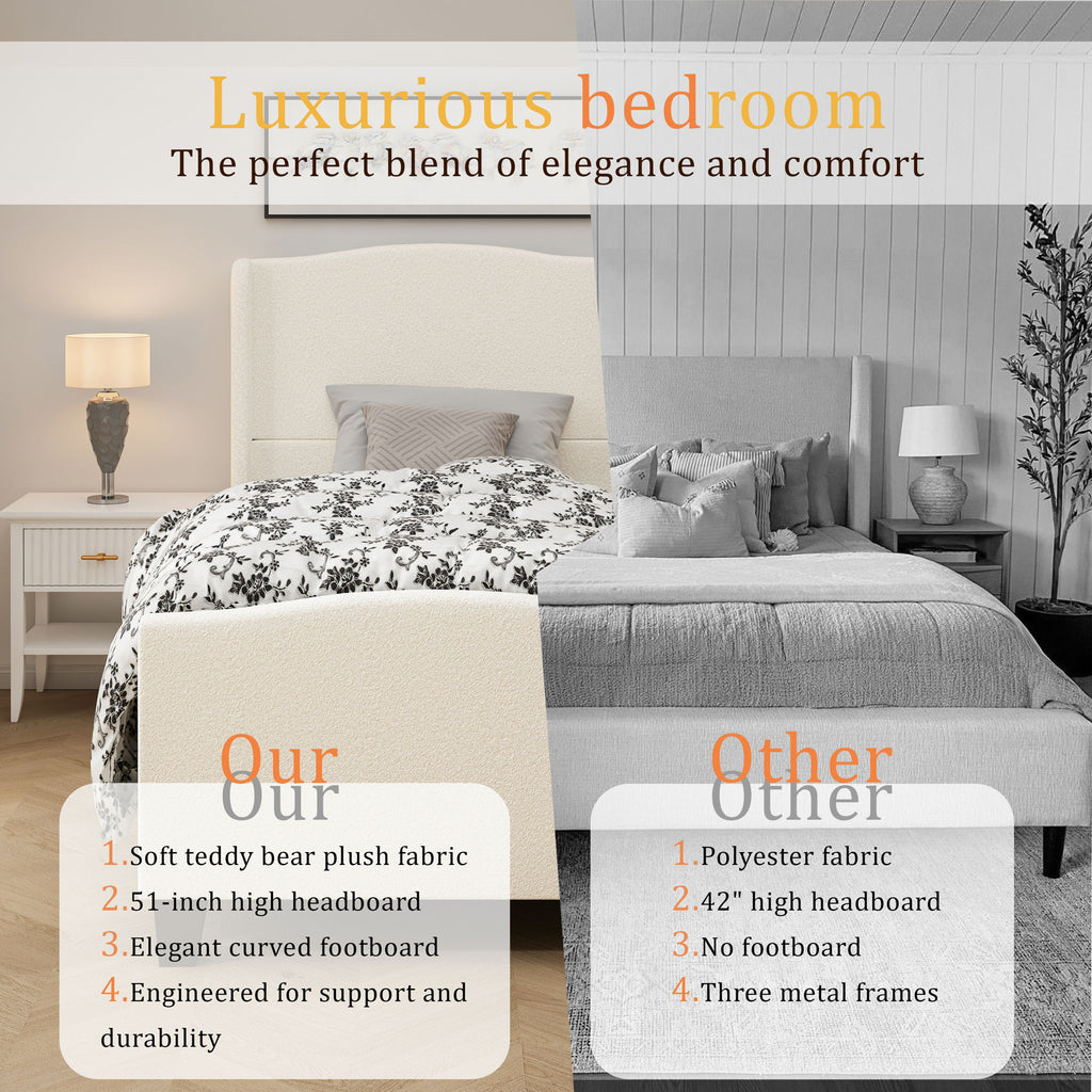 Platform Bed Frame With Tall Headboard And High Footboard