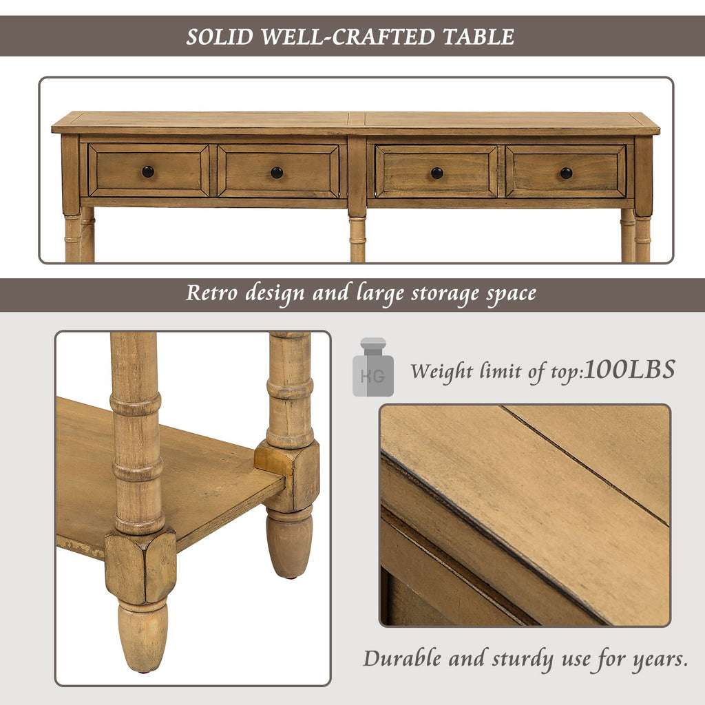 Hearth & Haven Daniel - Console Table With 2 Storage Drawers And Bottom Shelf