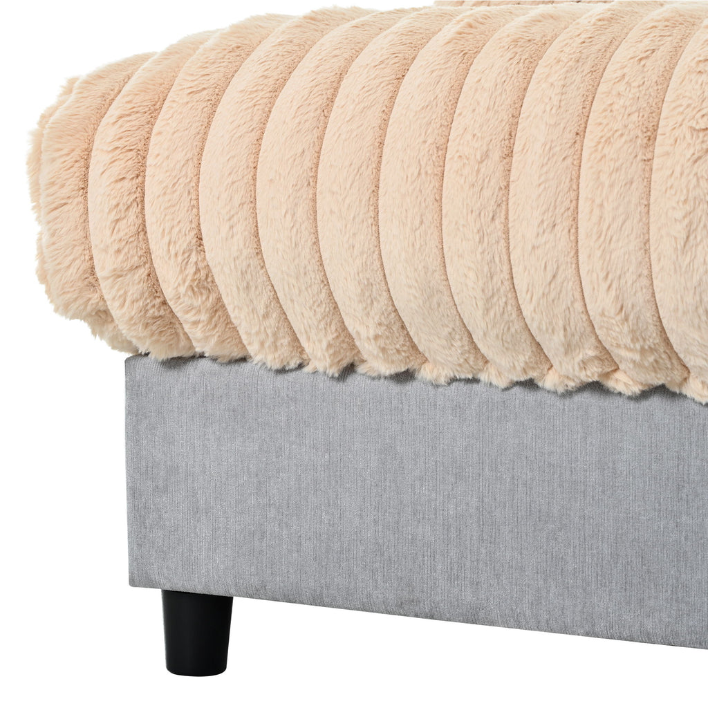 Chaise Lounge Cloud Sofa With 2 Throw Pillows - Champagne