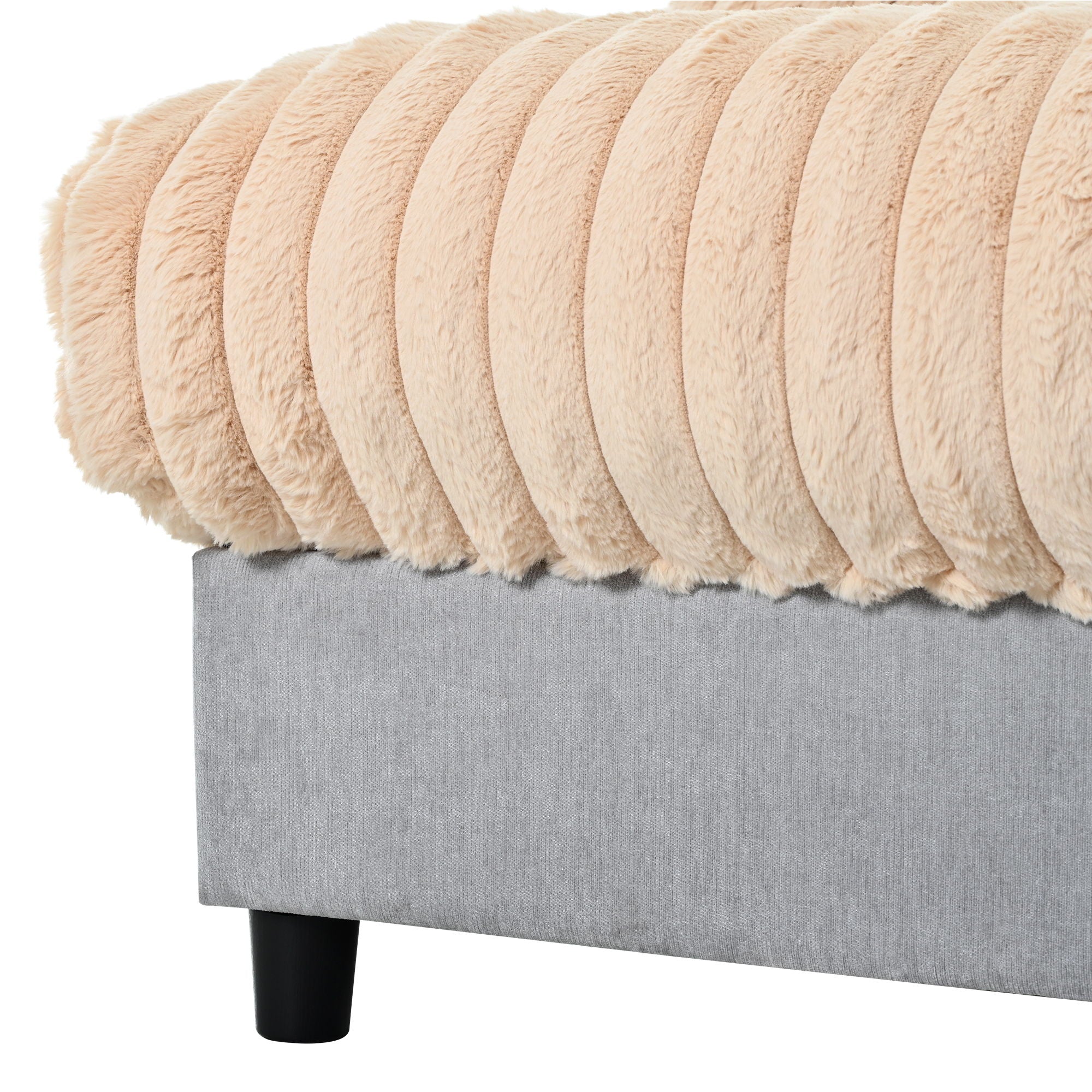 Chaise Lounge Cloud Sofa With 2 Throw Pillows - Champagne