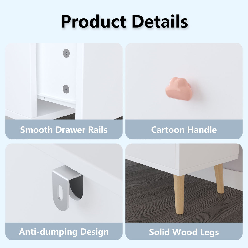 3 Drawer Dresser, Storage Cabinet With Anti Tip Safety