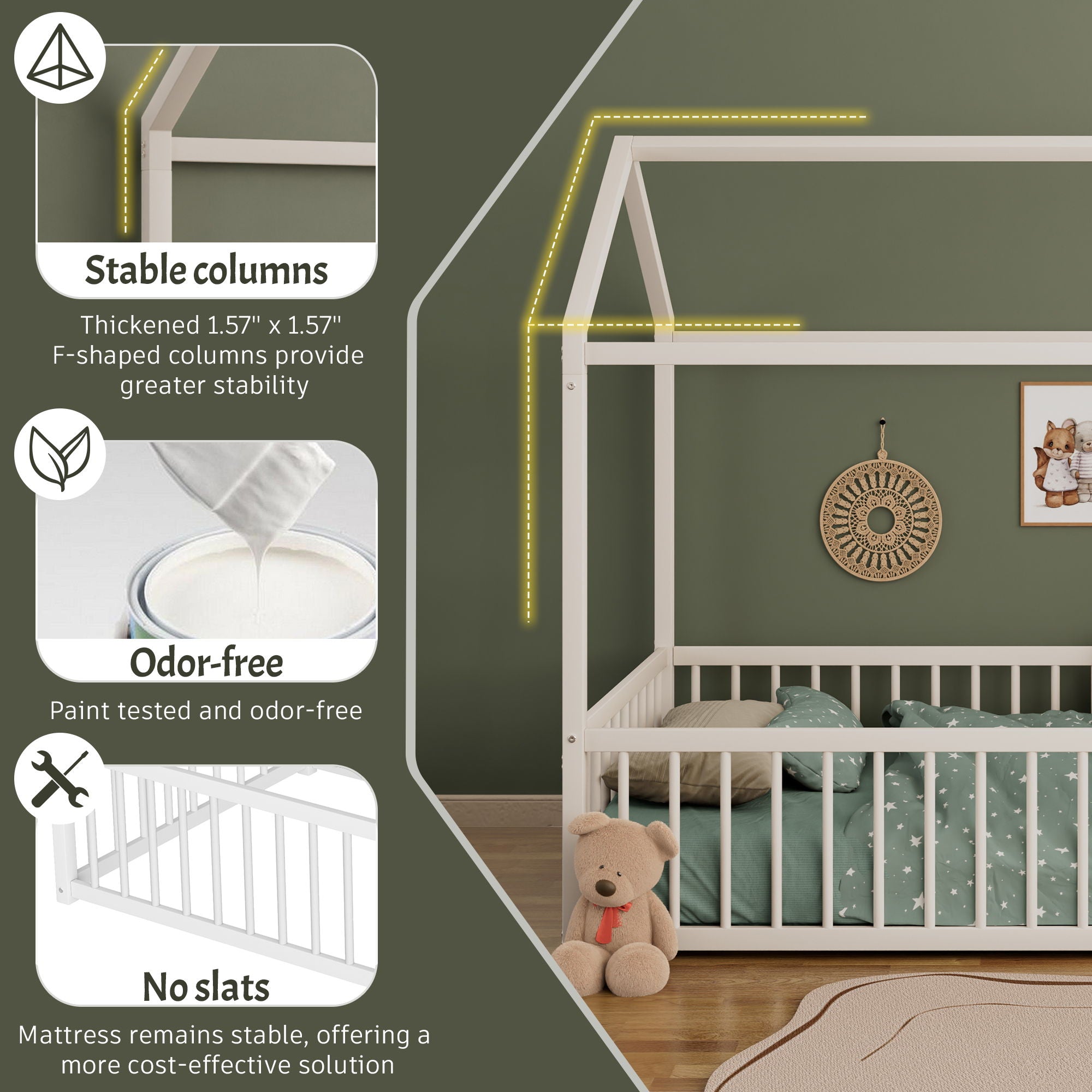 Montessori Floor Bed Frame With House Shape