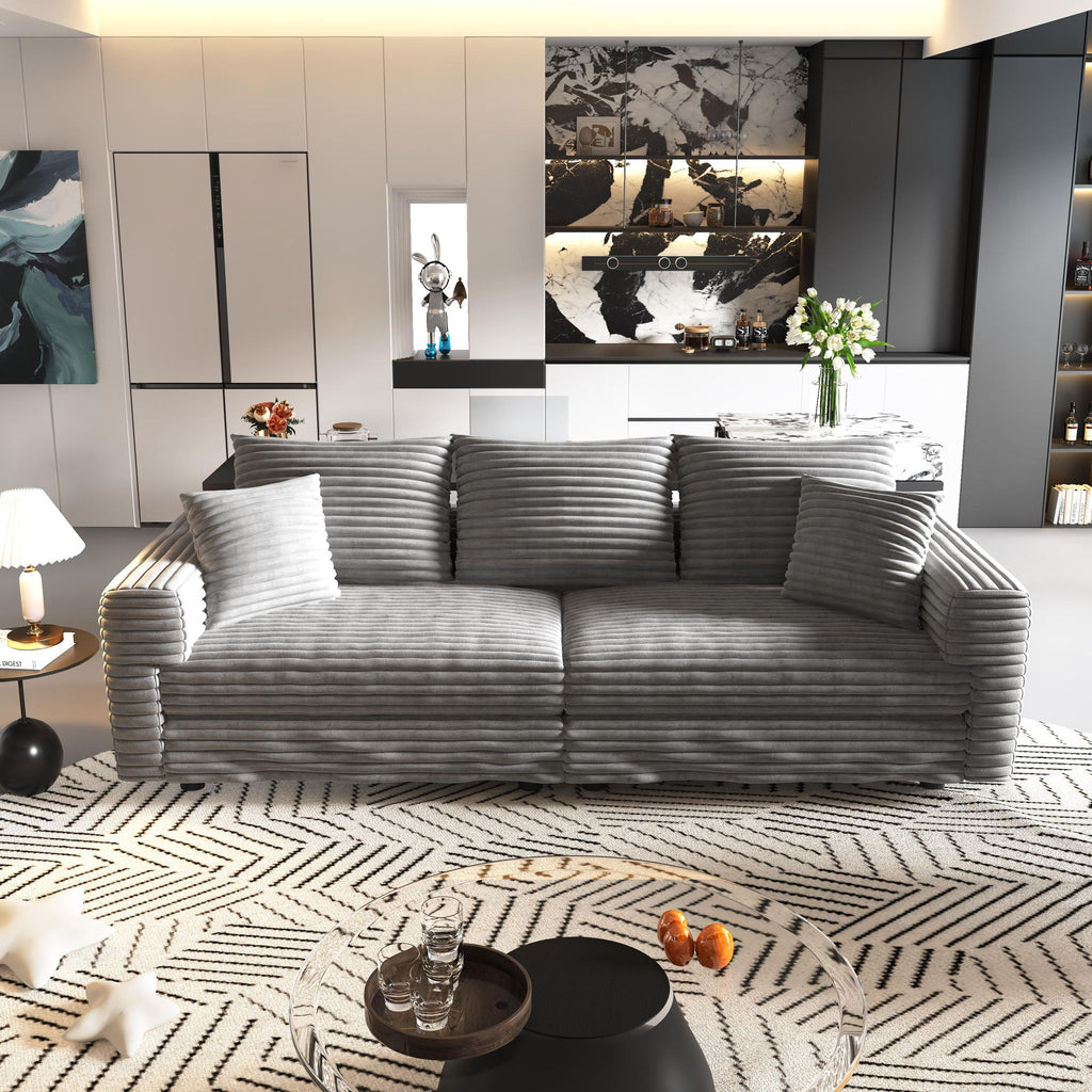4 Seat Sofa, Modern Comfy Upholstered Sofa Cloud Couch, Deep Seat Couches With Soft Pillows