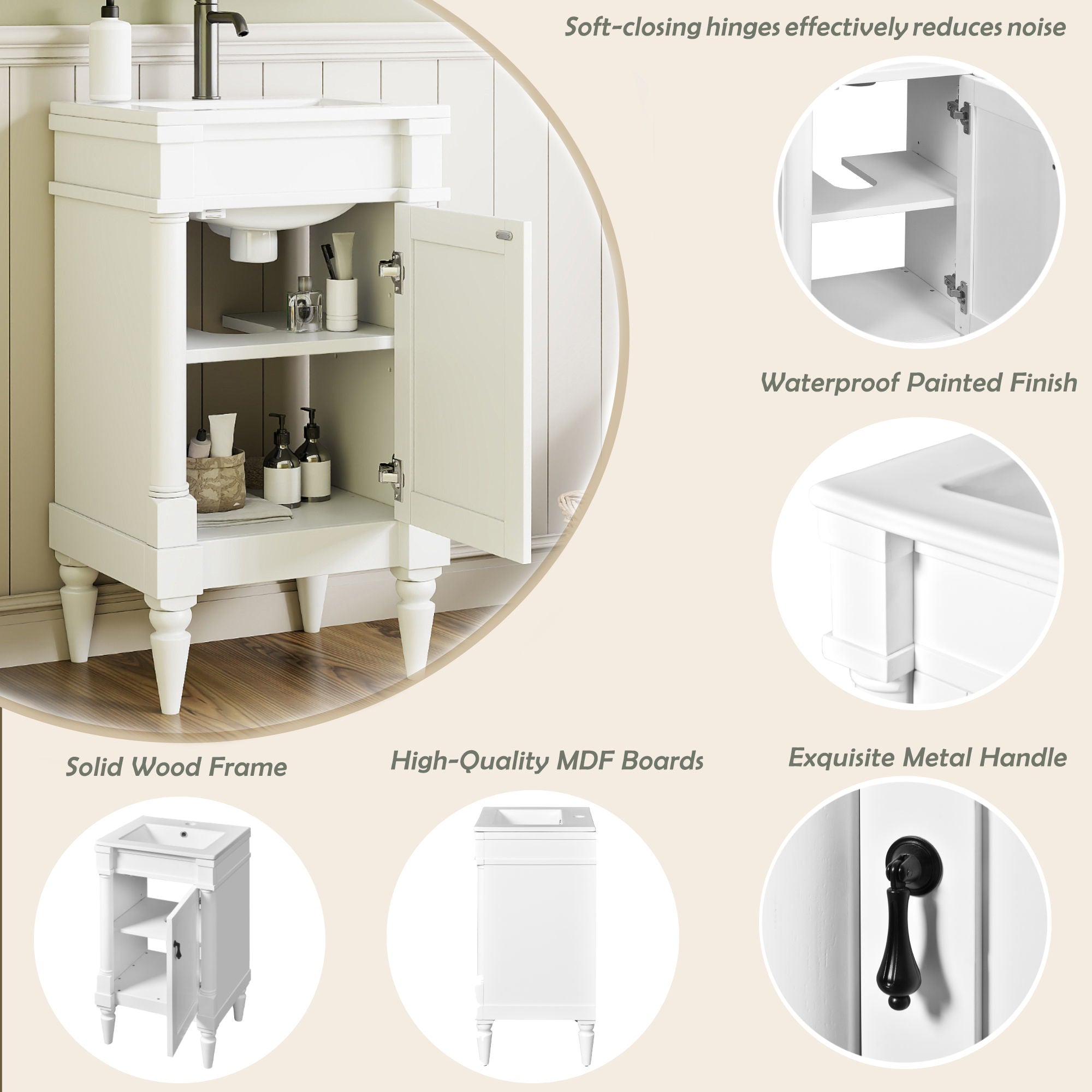 Bathroom Vanity With Sink, Storage Cabinet With Door, Drop In Sink, Compact Freestanding Design