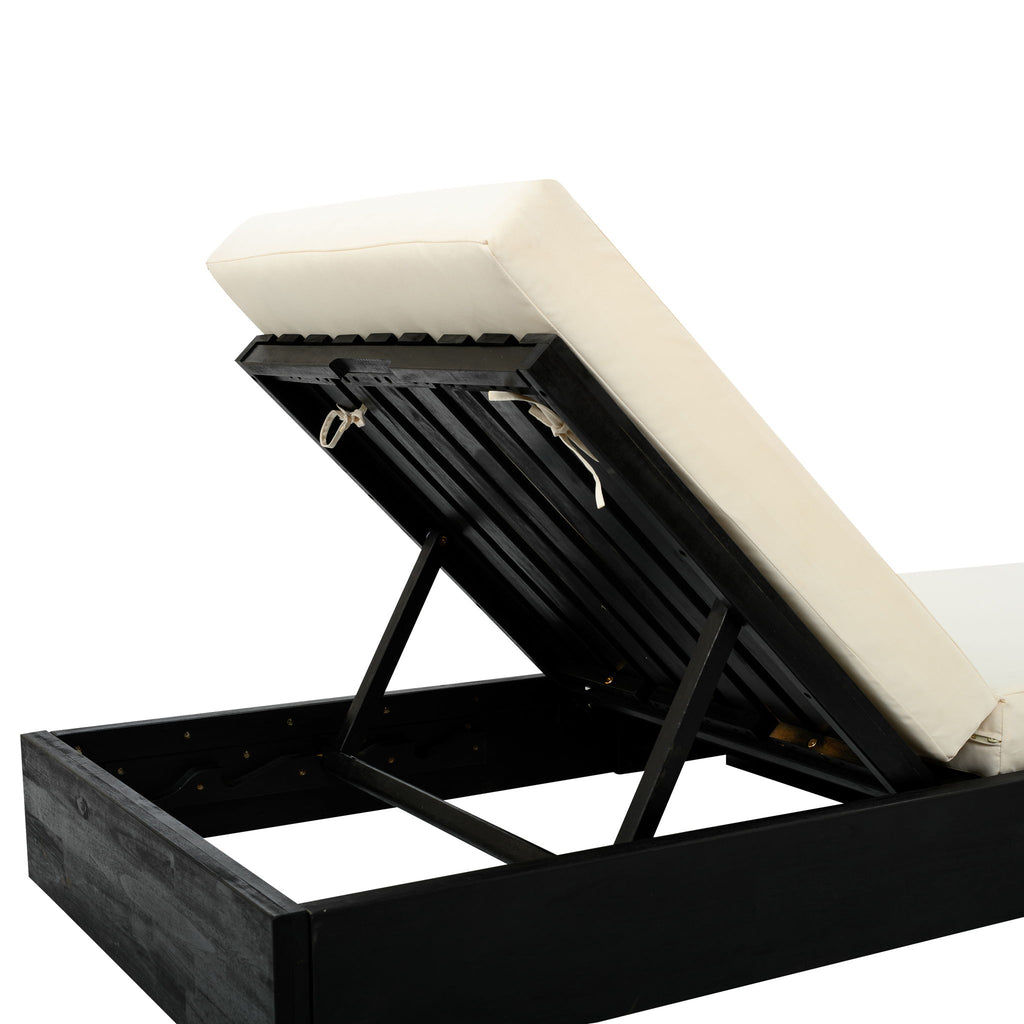 Ian - Adjustable Chaise Lounge With Open Slat Design - Black