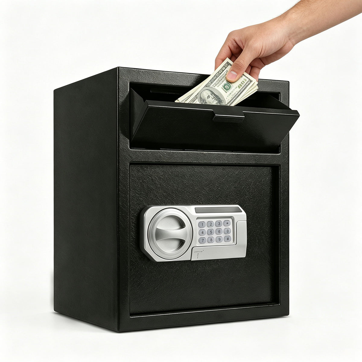 Safe With Drop Slot For Cash Deposits, Multi Scene Safe For Office - Black