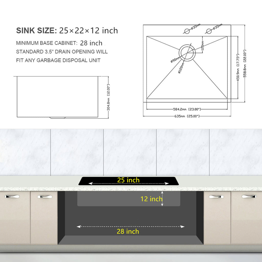 Stainless Steel Drop In Kitchen Sink, Topmount