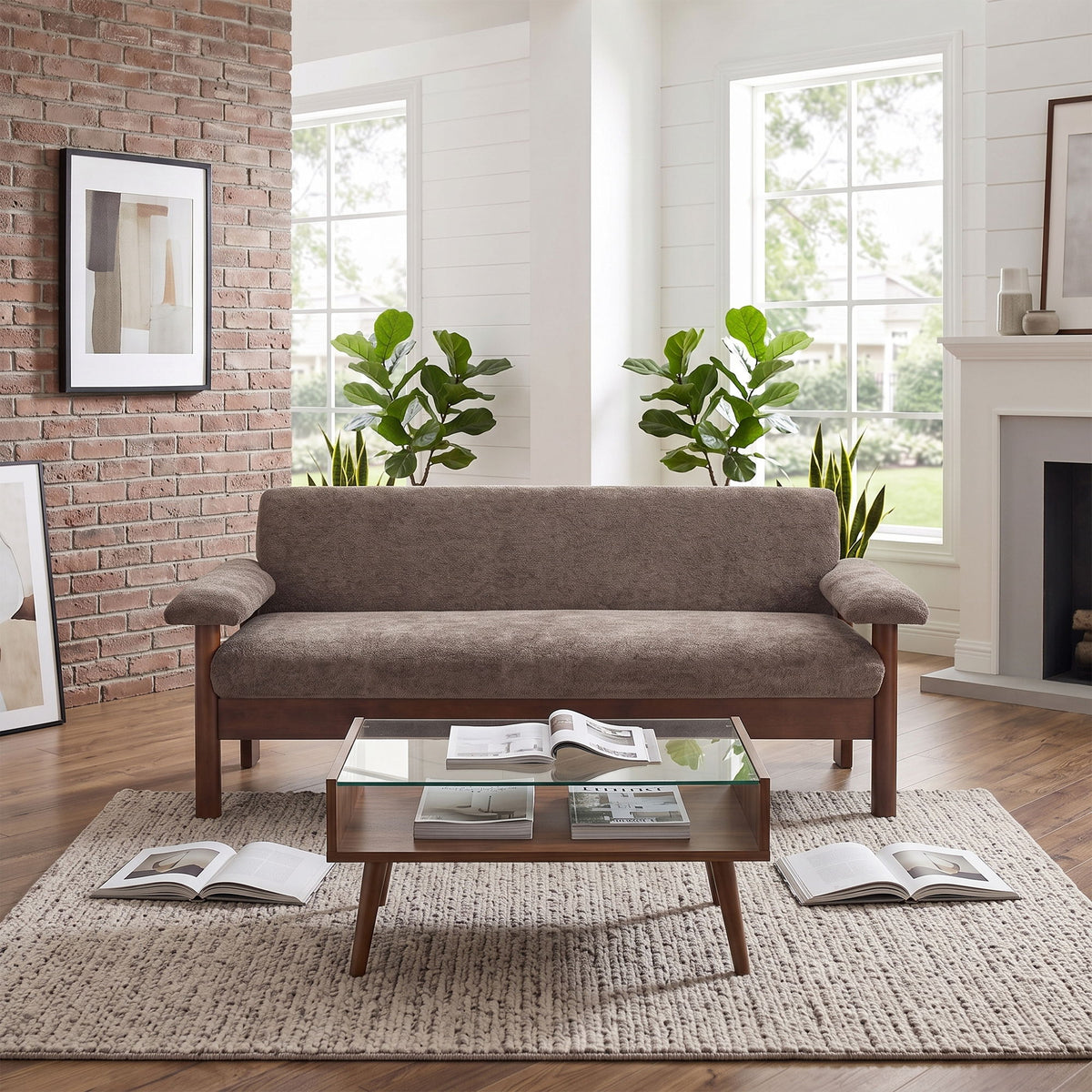 Modern Sofa Couch With Pillow Top Arms