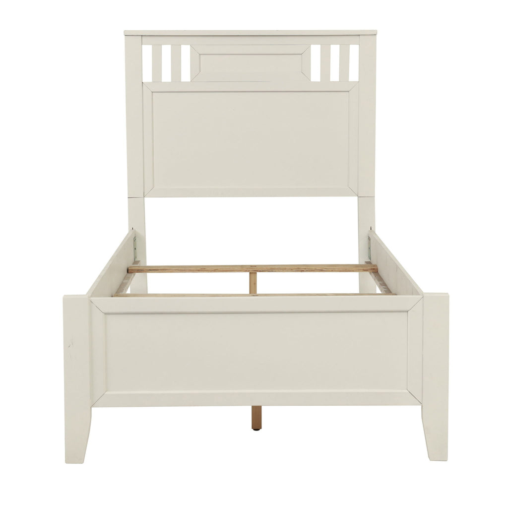 Simple Frame With Headboard And Vertical Carved Design