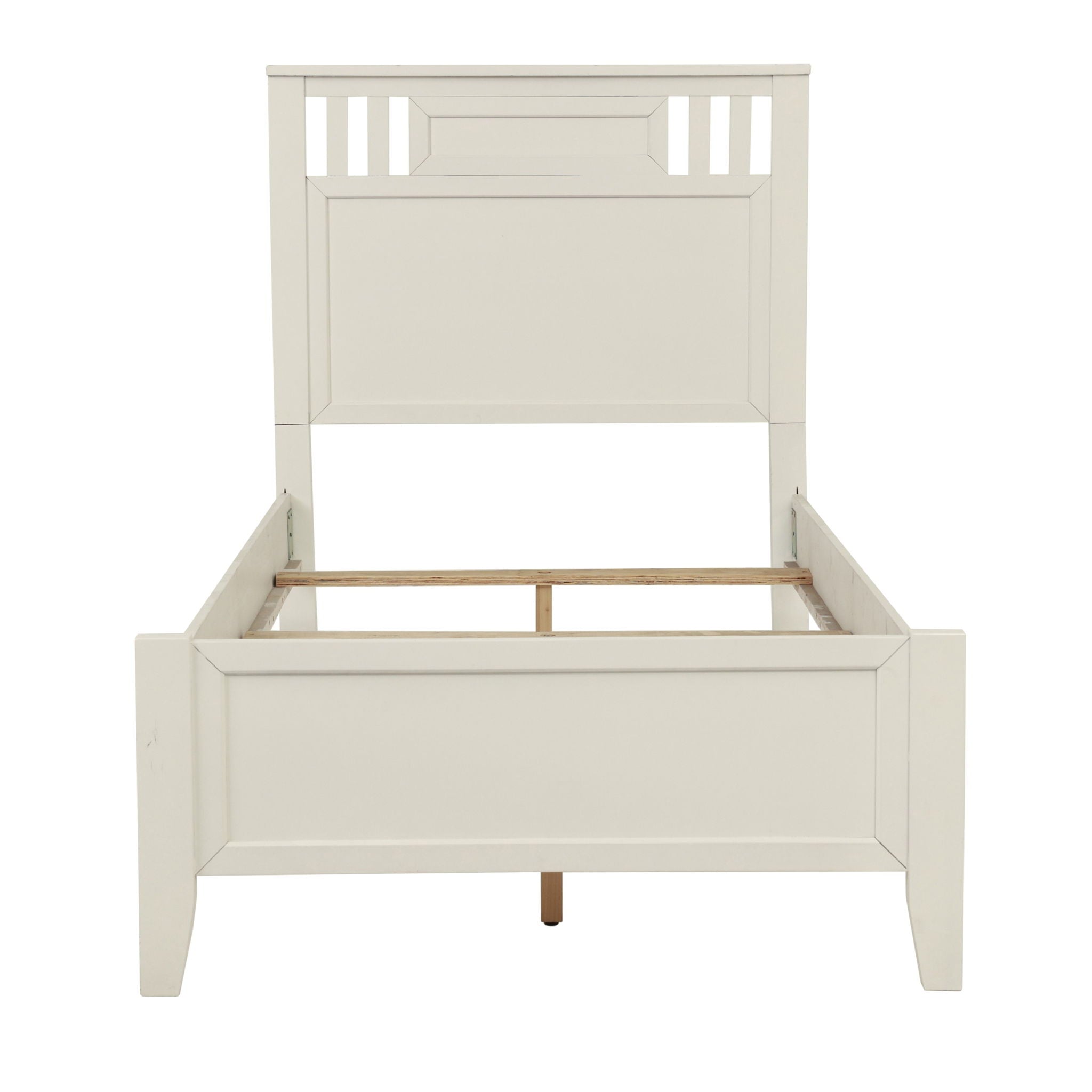Simple Frame With Headboard And Vertical Carved Design
