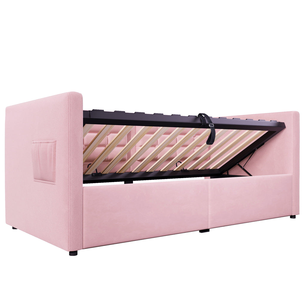 Upholstered Daybed With Hydraulic Storage And USB / Type - C Charging