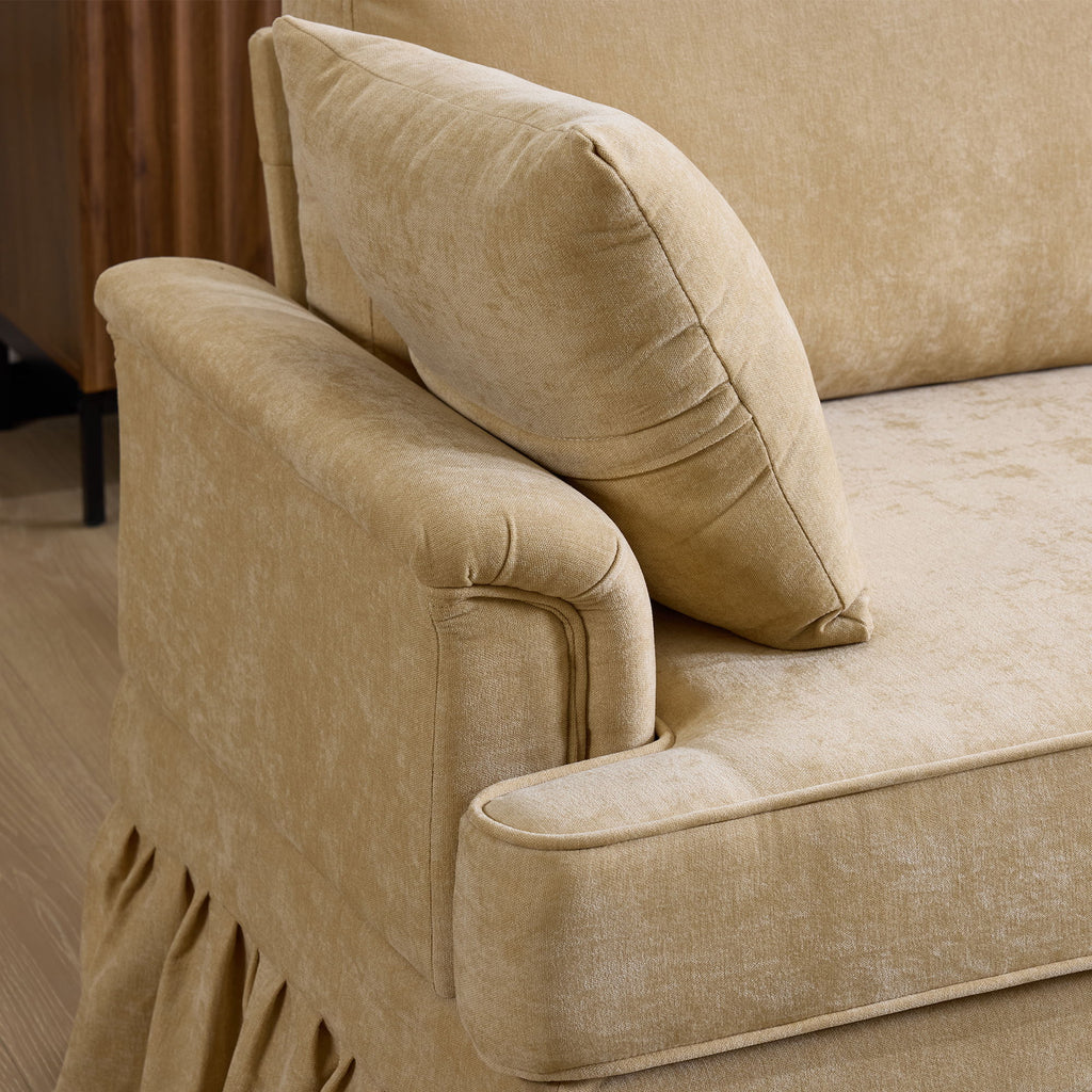 Cloud Sofa With Removable Ruffled Skirt With Ottoman And Flared Arms