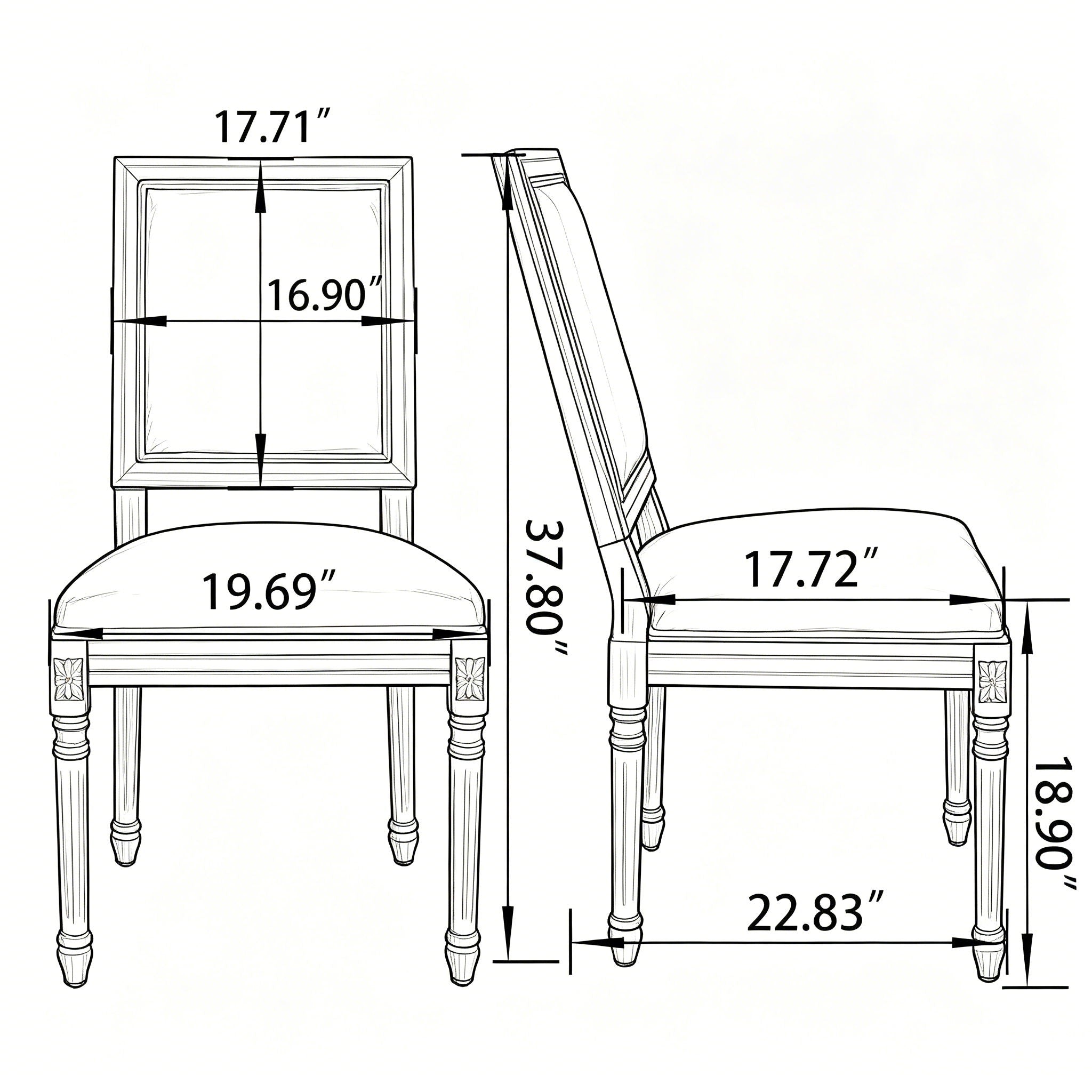 Dining Chairs With Upholstered Square Back (Set of 2)