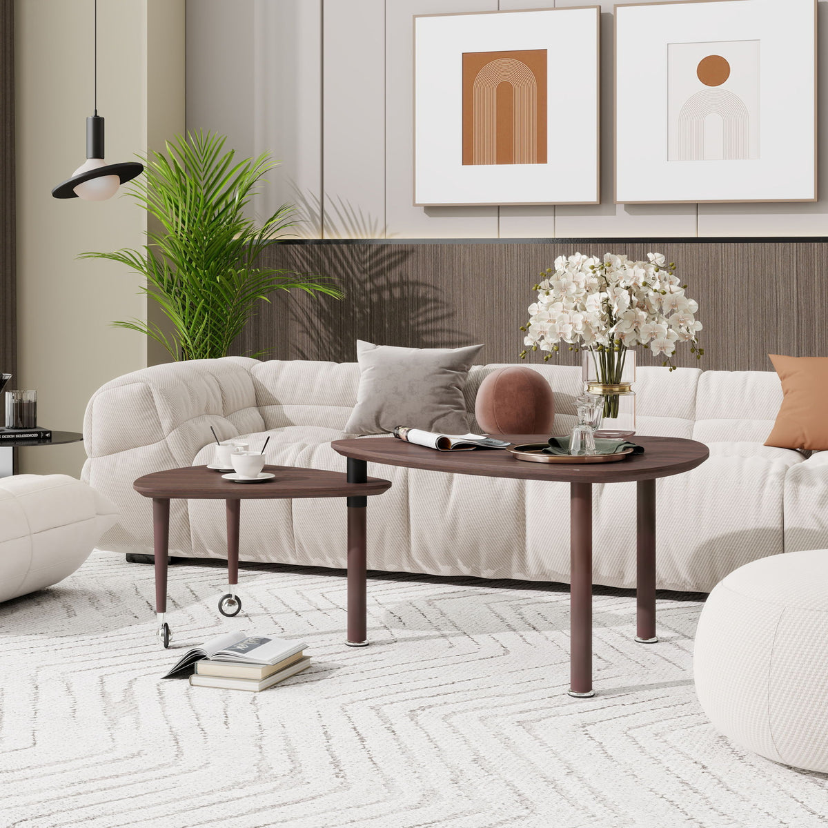360 Degree Rotatable Coffee Table With Solid Legs