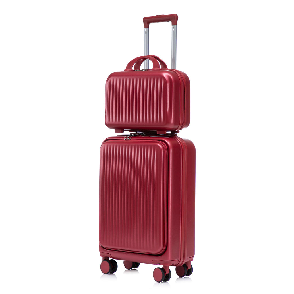 Luggage Set With Cosmetic Case, Combination Lock, Front Opening Design